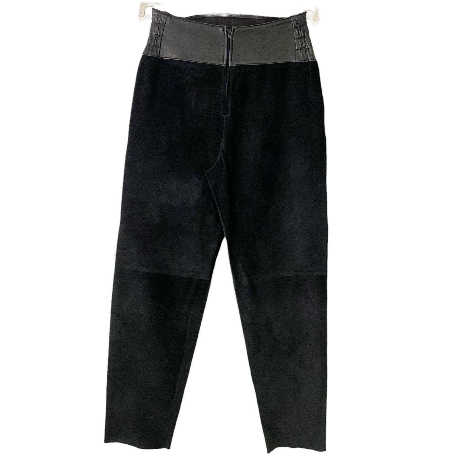 Vintage Vintage Black Suede Leather High Waist Trousers Size 30" / US 8 / IT 44 - 10 Thumbnail