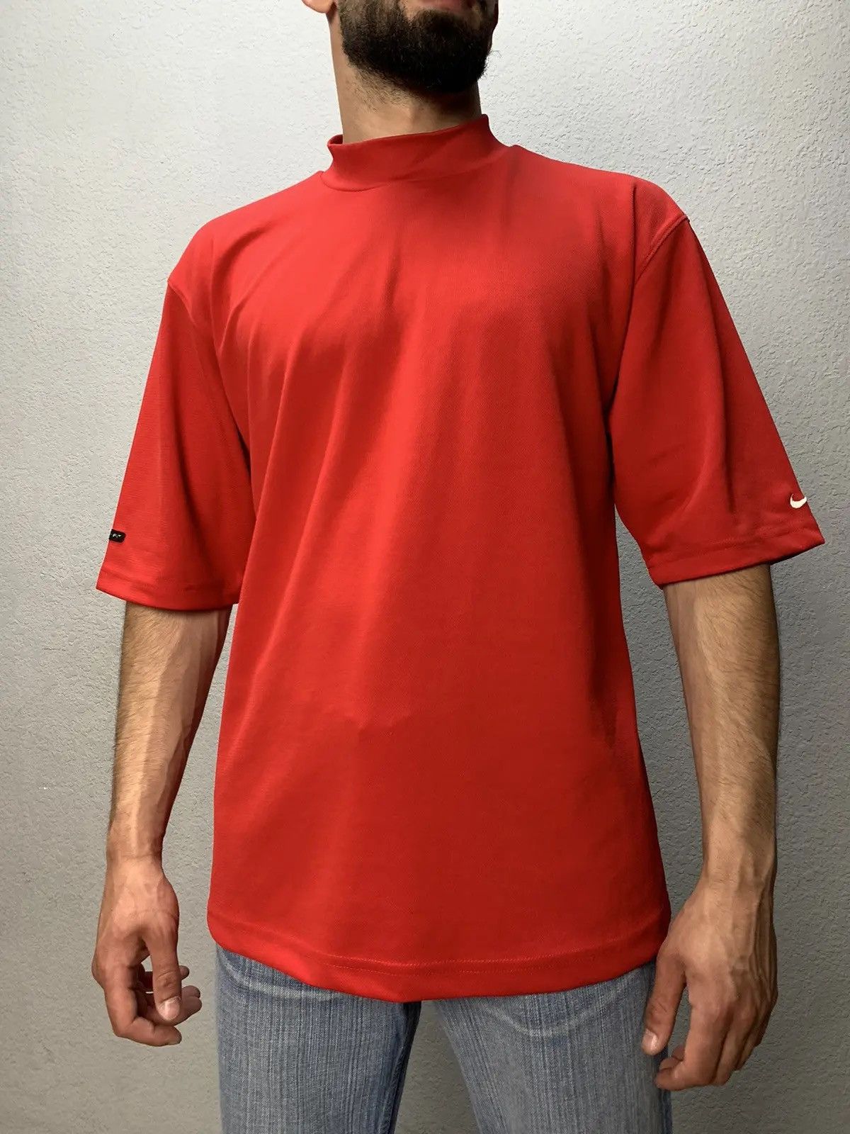 Nike × Vintage Vintage Nike Center Logo Tee Y2K made in USA drill tee 90s Size US M / EU 48-50 / 2 - 2 Thumbnail