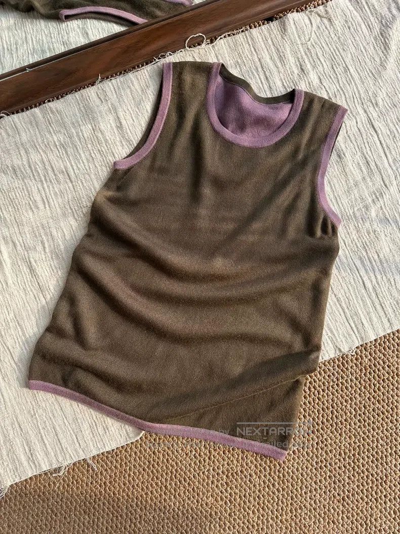 Hermes Hermes Bicolor Cashmere Knit Sweater Long Sleeve Vest Set, Size M / US 6-8 / IT 42-44 - 6 Thumbnail