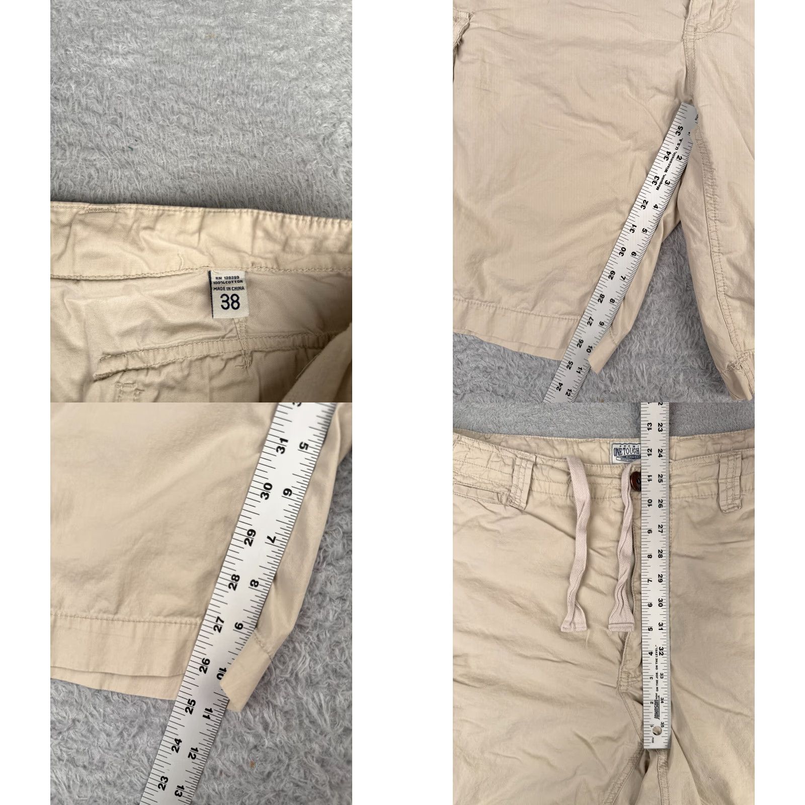 J Brand Urban Pipeline Shorts Mens 38 Beige Cargo Drawstring 100% Cotton Canvas Casual Size US 38 / EU 54 - 8 Thumbnail