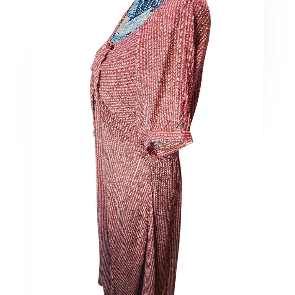 Other Hayden LA Rust Red Cream Striped Boho Short Sleeve Maxi Dre Size L / US 10 / IT 46 - 3 Thumbnail
