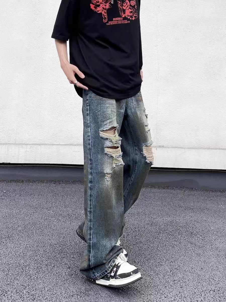 Vintage High street wasteland style ripped tie-dye baggy jeans Size US 32 / EU 48 - 3 Thumbnail