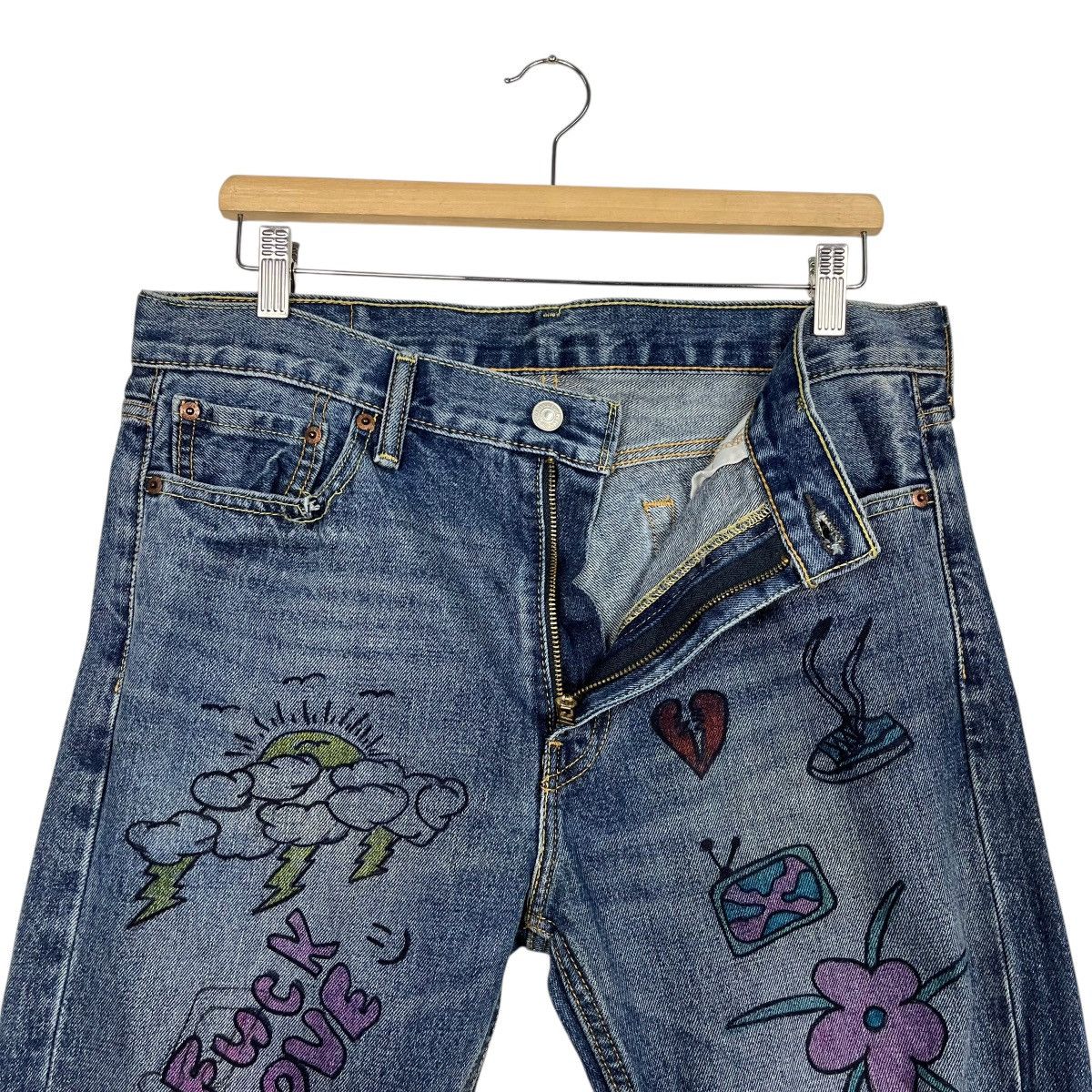 Levi's Vintage Levis 510 Custom Art distressed Denim Jeans Size US 34 / EU 50 - 15 Thumbnail