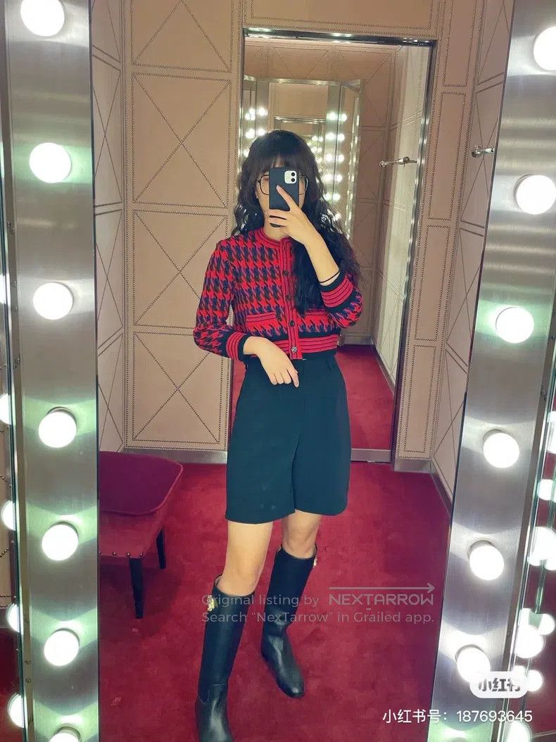 Gucci Gucci Red checkered knitted cardigan jacket Size S / US 4 / IT 40 - 7 Thumbnail