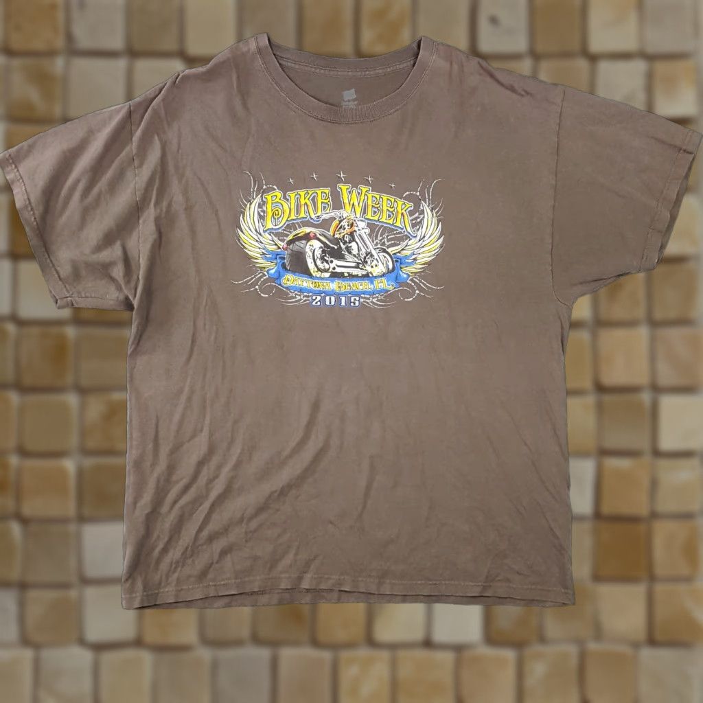 Hanes VINTAGE Hanes Daytona Beach Bike Week 2015 Biker T-Shirt Men's XL Brown Faded Retro Motorcycle Y2K Size US XL / EU 56 / 4 - 1 Thumbnail