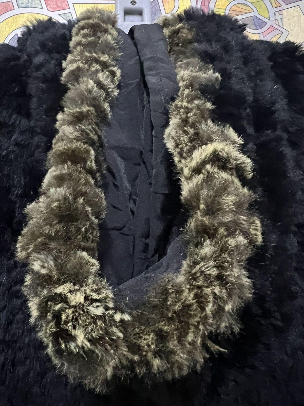 Leather Furugi USED vintage 100% silk rabbit fur reversible jacket Size US L / EU 52-54 / 3 - 19 Thumbnail