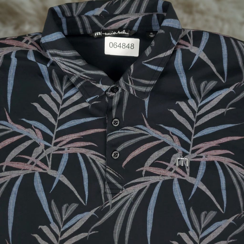 TravisMathew Travis Mathew Polo Shirt Mens XL Black Leaf Print Golf Short Sleeve Polo Shirt Men XL Black Leaf Print Golf Short Sleeve Size US XL / EU 56 / 4 - 1 Thumbnail