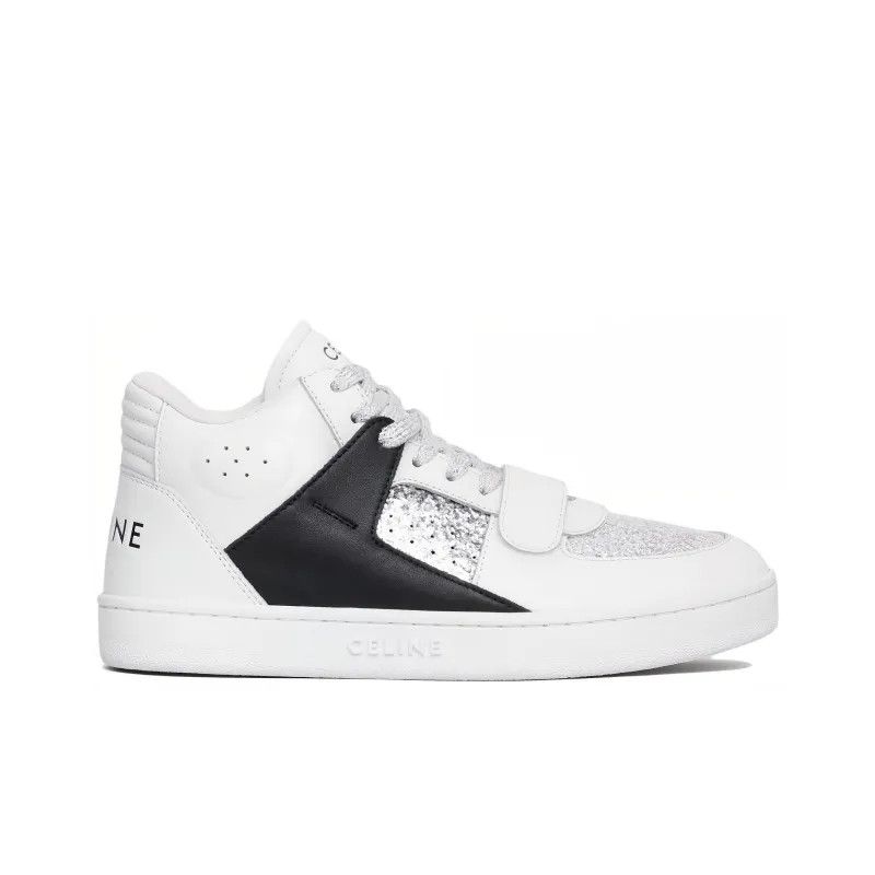 Celine o1bcso1str0625 350863733C Hi-Top Sneakers White/Silver/Black Size US 8 / IT 38 - 1 Thumbnail
