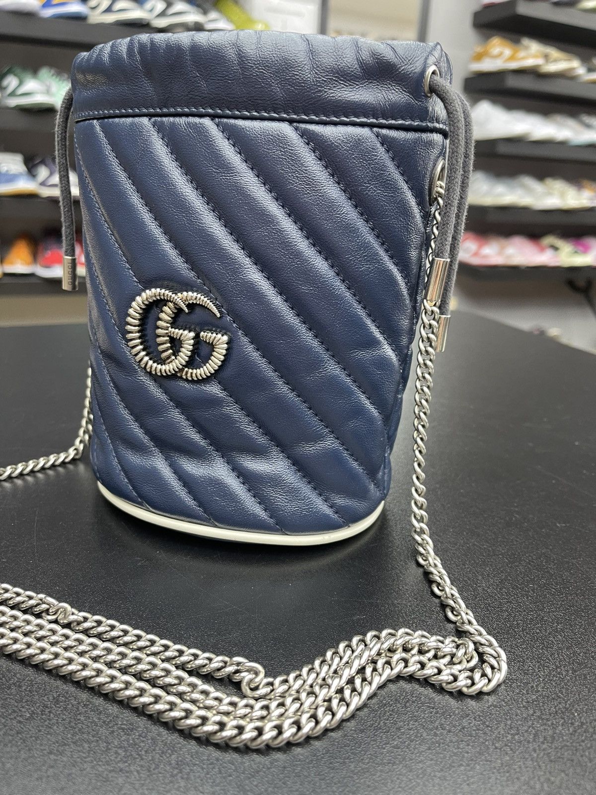 Gucci Gucci GG Marmont Bucket Bag Diagonal Quilted Leather Mini Size ONE SIZE - 8 Thumbnail