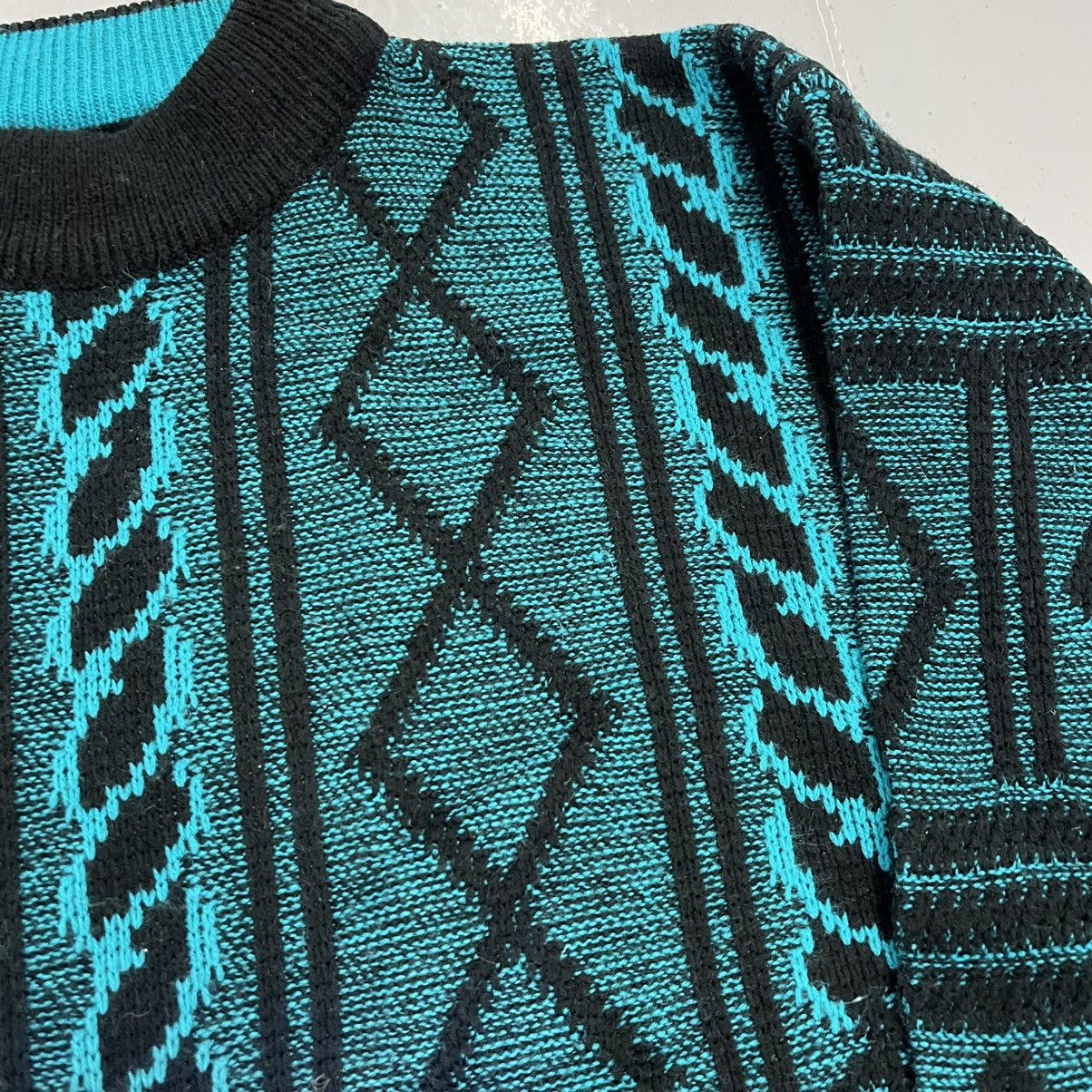 Other Vintage 80s Permit Blue/Black Geometric Pattern Sweater Size US M / EU 48-50 / 2 - 2 Thumbnail