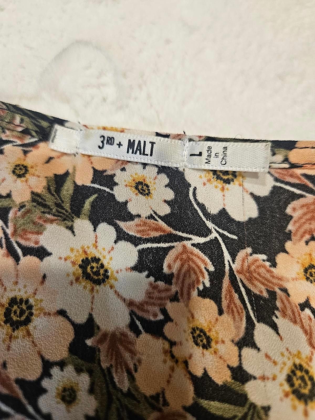 Designer 3rd + Malt Floral Print Dress with Lace Waistline #406 Size L / US 10 / IT 46 - 6 Thumbnail
