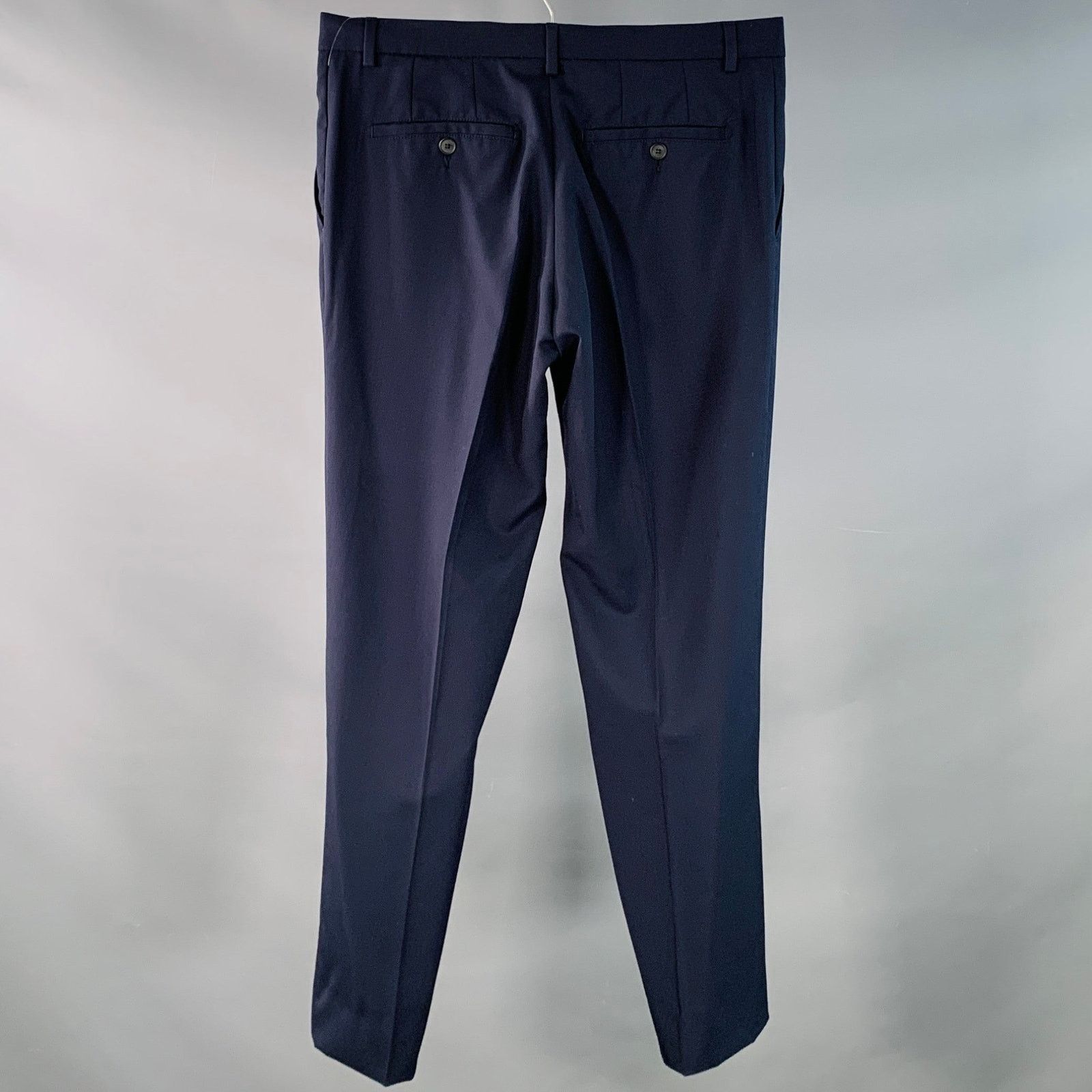 AMI AMI by ALEXANDRE MATTIUSSI Navy Zip Fly Dress Pants Size US 30 / EU 46 - 2 Thumbnail
