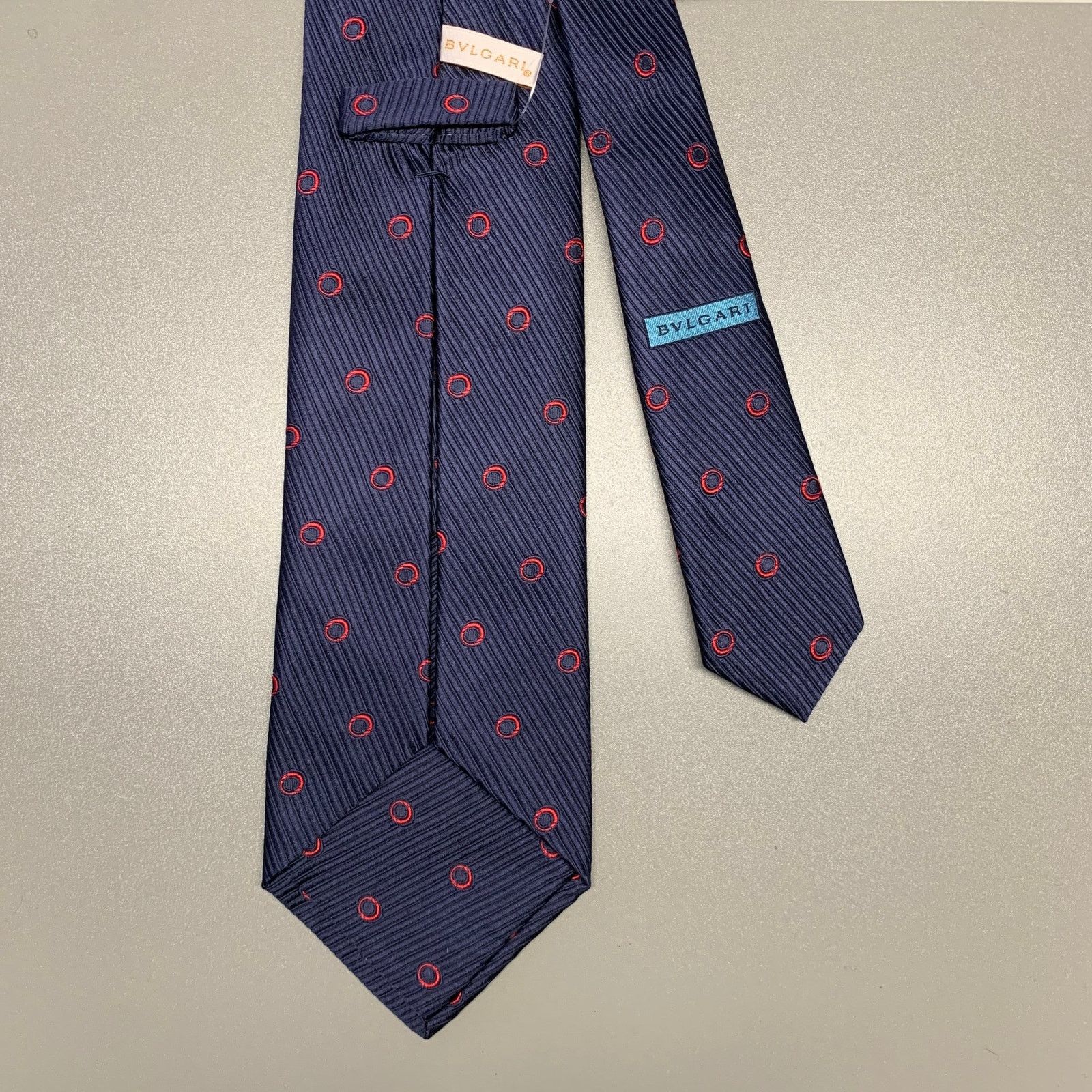 Bvlgari BVLGARI Navy Red Polka Dot Silk Tie Size ONE SIZE - 2 Thumbnail