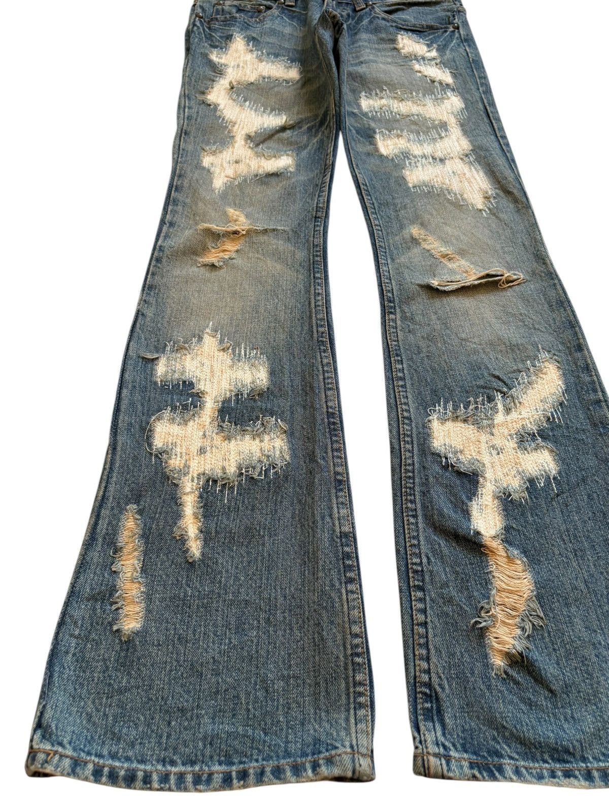 If Six Was Nine Vintage Midas Sashiko Rusty Mud Wash Bootcut Flare Jeans Size US 30 / EU 46 - 6 Thumbnail