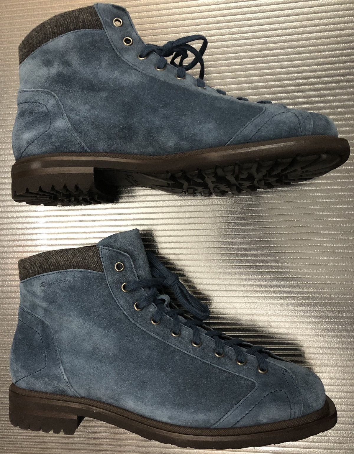 Santoni Santoni 🇮🇹 blue suede wool trim alpine rugged hikers 10 NEW Size US 10 / EU 43 - 9 Thumbnail