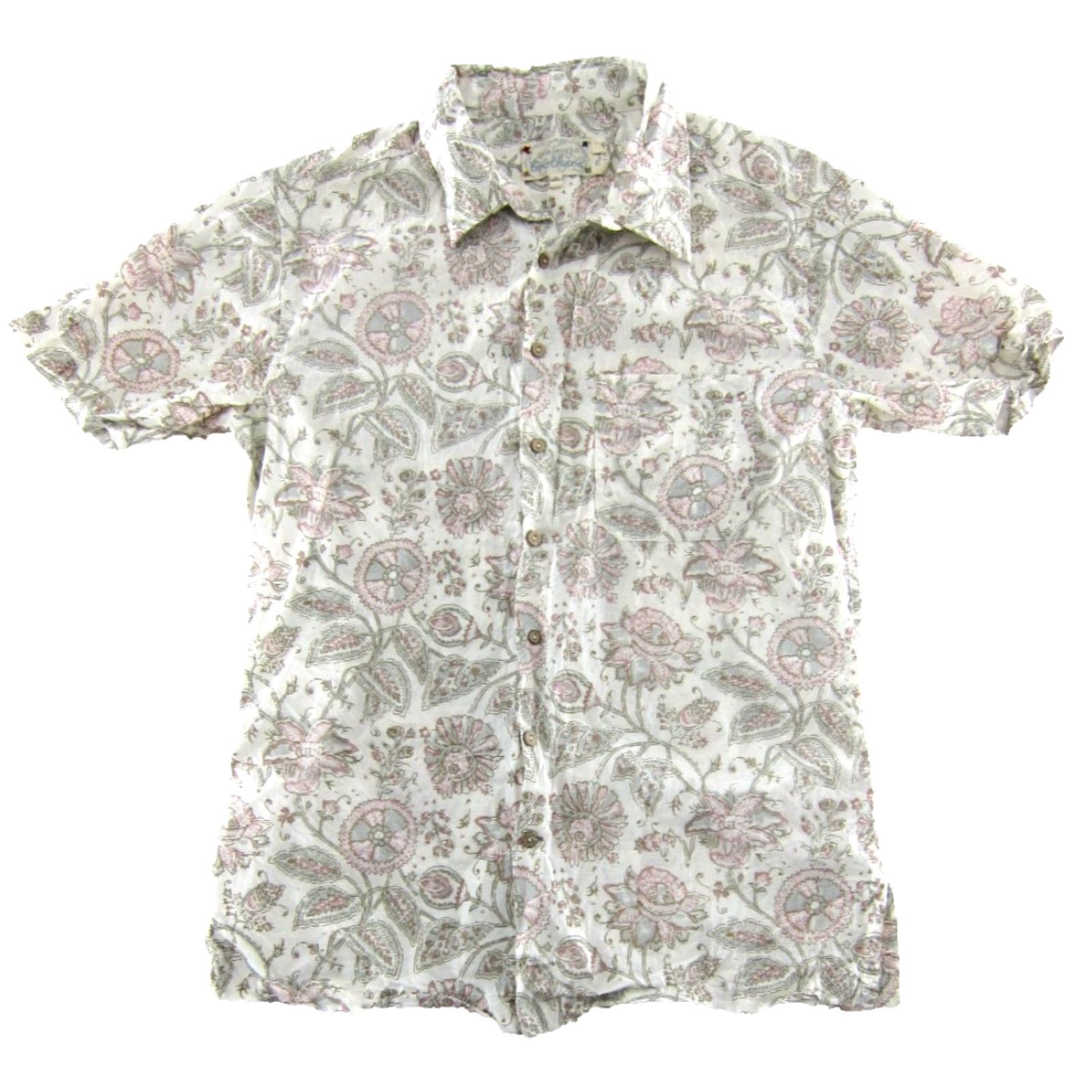 Vintage VINTAGE One Word Brothers Shirt Men M Floral Short Sleeve Button-Up Cotton Size US M / EU 48-50 / 2 - 2 Thumbnail
