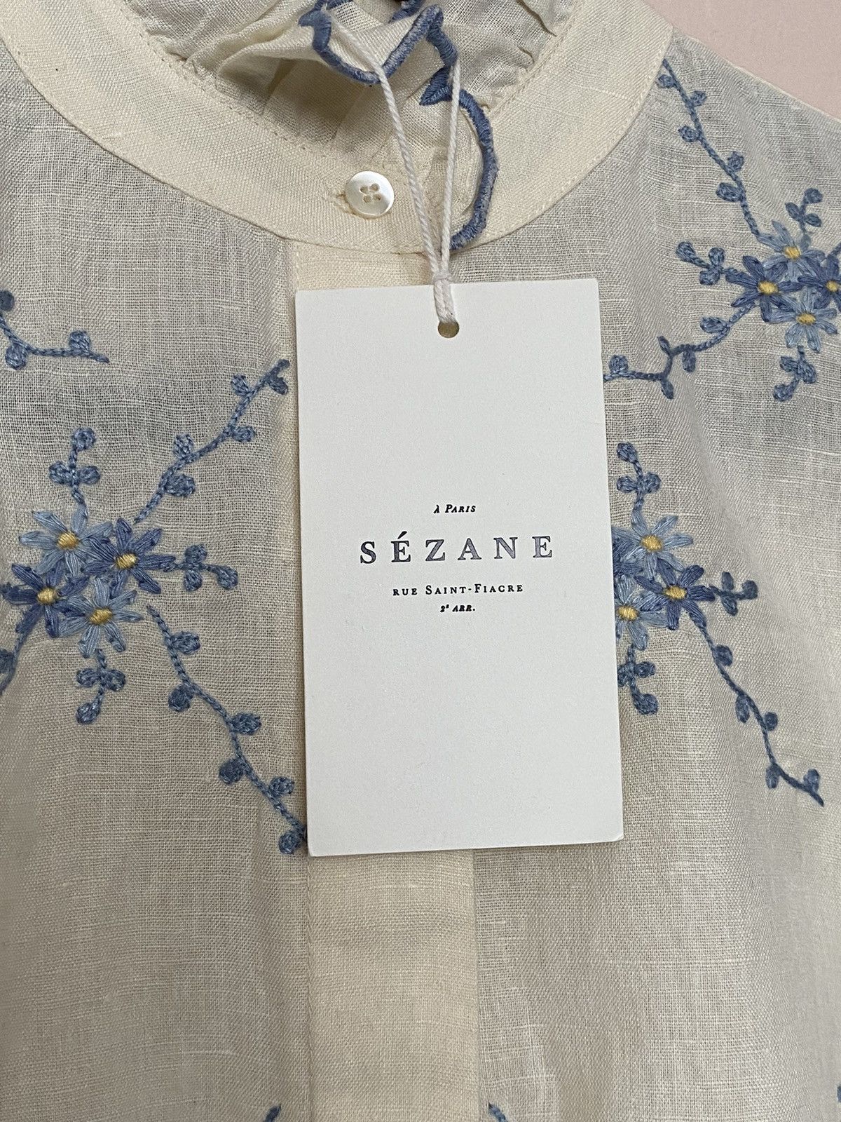 Sezane NWT Sezane Ambre Shirt Blue Bouquet Embroidery Size XS / US 0-2 / IT 36-38 - 4 Thumbnail