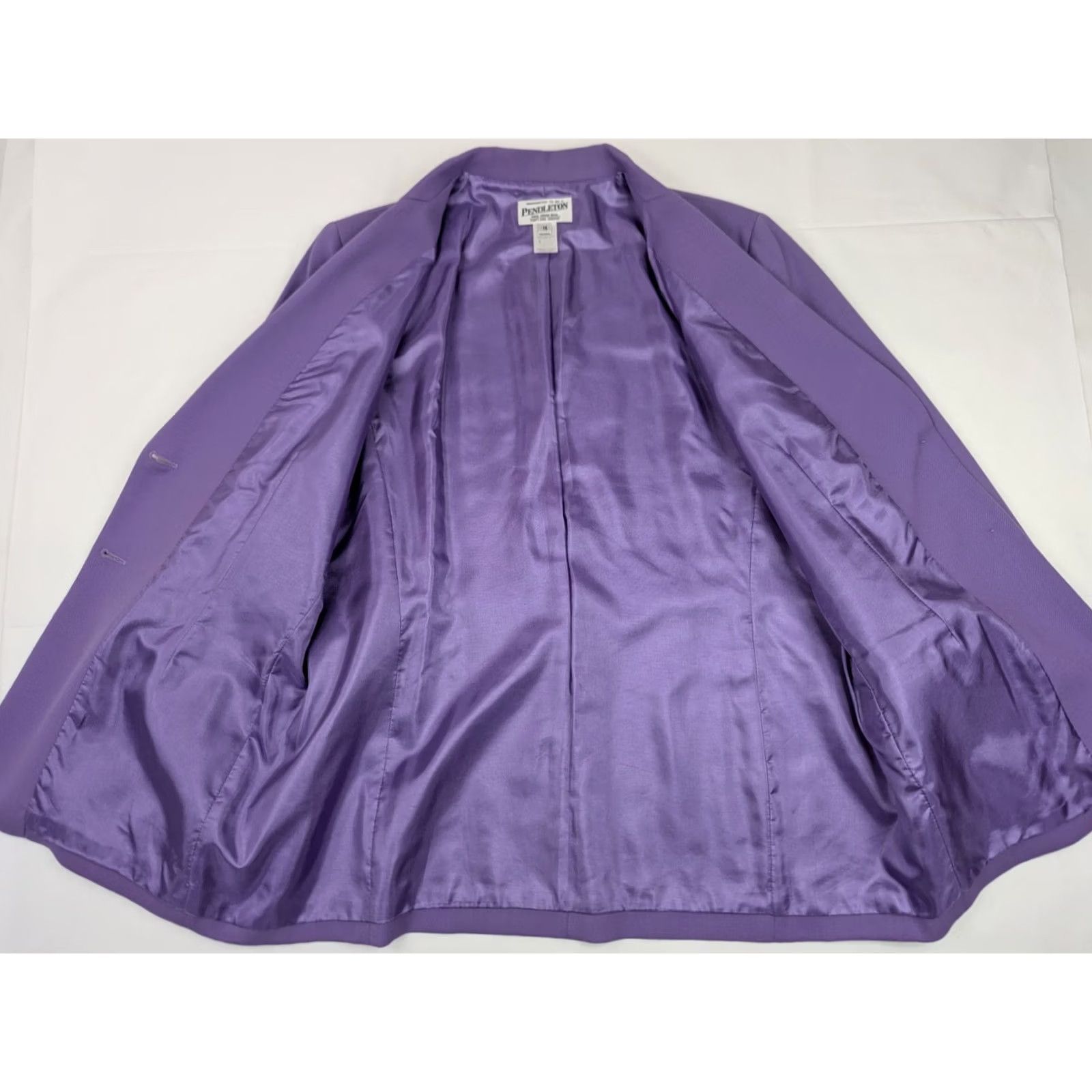 Pendleton VINTAGE Pendleton Blazer Coat Women 14 Wool Purple 42 Chest Notch Lined Wool 100% Satin Lined Business Regular Vintage Womens Blazer Size XL / US 12-14 / IT 48-50 - 4 Thumbnail