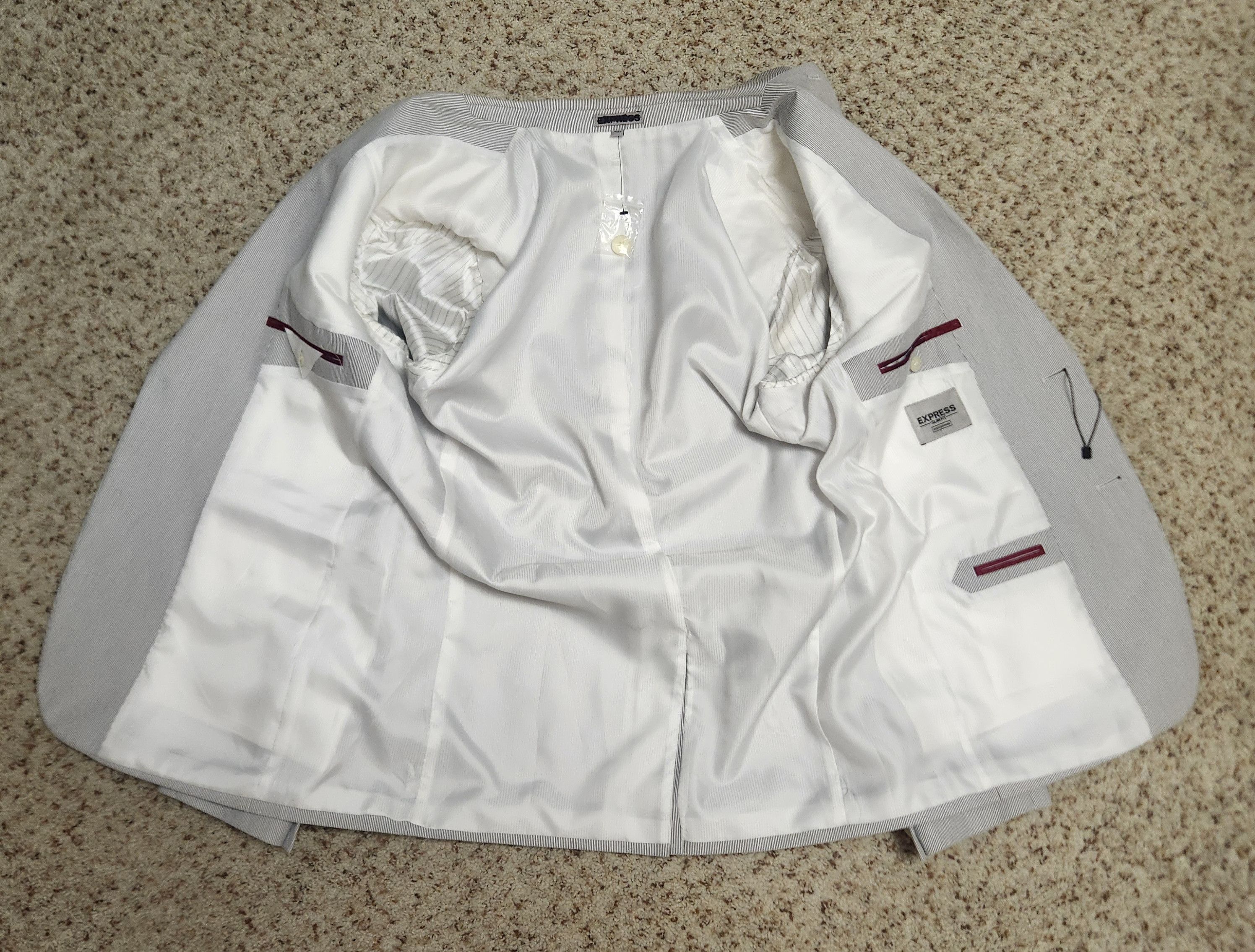 Express NWT sport coat 42L Express cotton seersucker stripe Size 42L - 7 Thumbnail