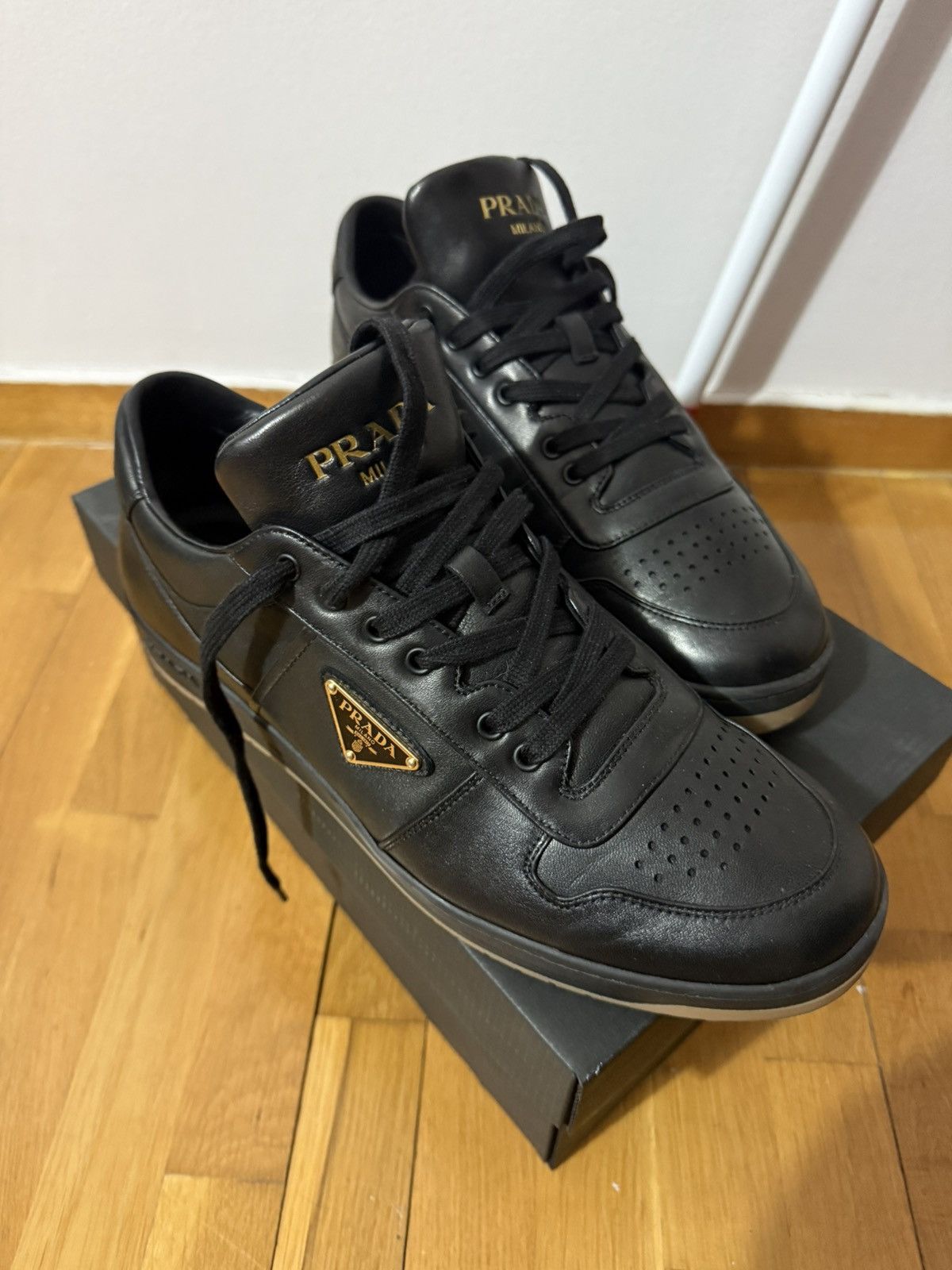 Prada downtown sneakers sold out nappa leather size 10.5 IT