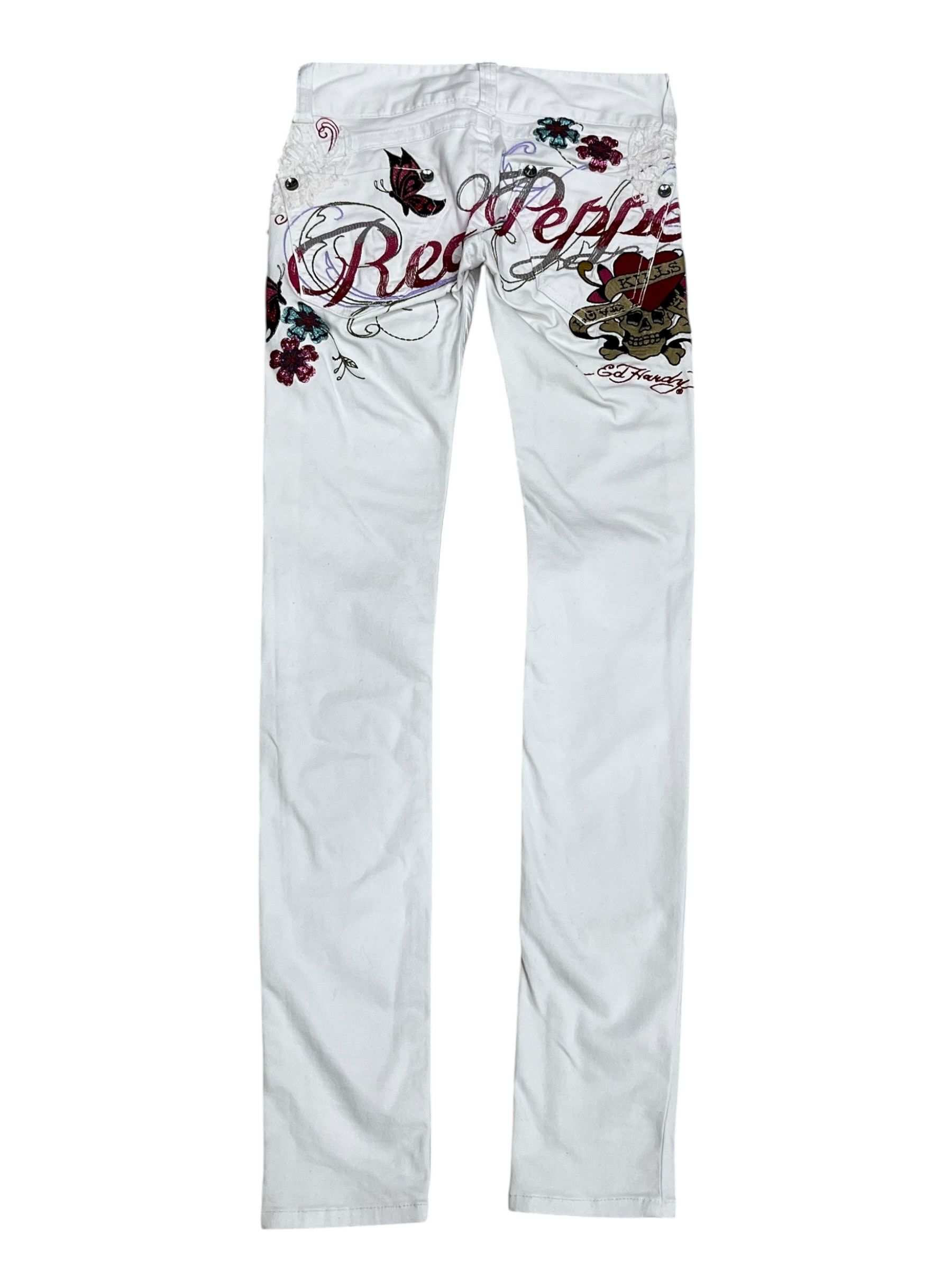 Ed Hardy 🔥RARE🔥Red Pepper x Ed Hardy Embroidered Skinny Petite 24” Size 24" / US 00 / IT 34 - 6 Thumbnail