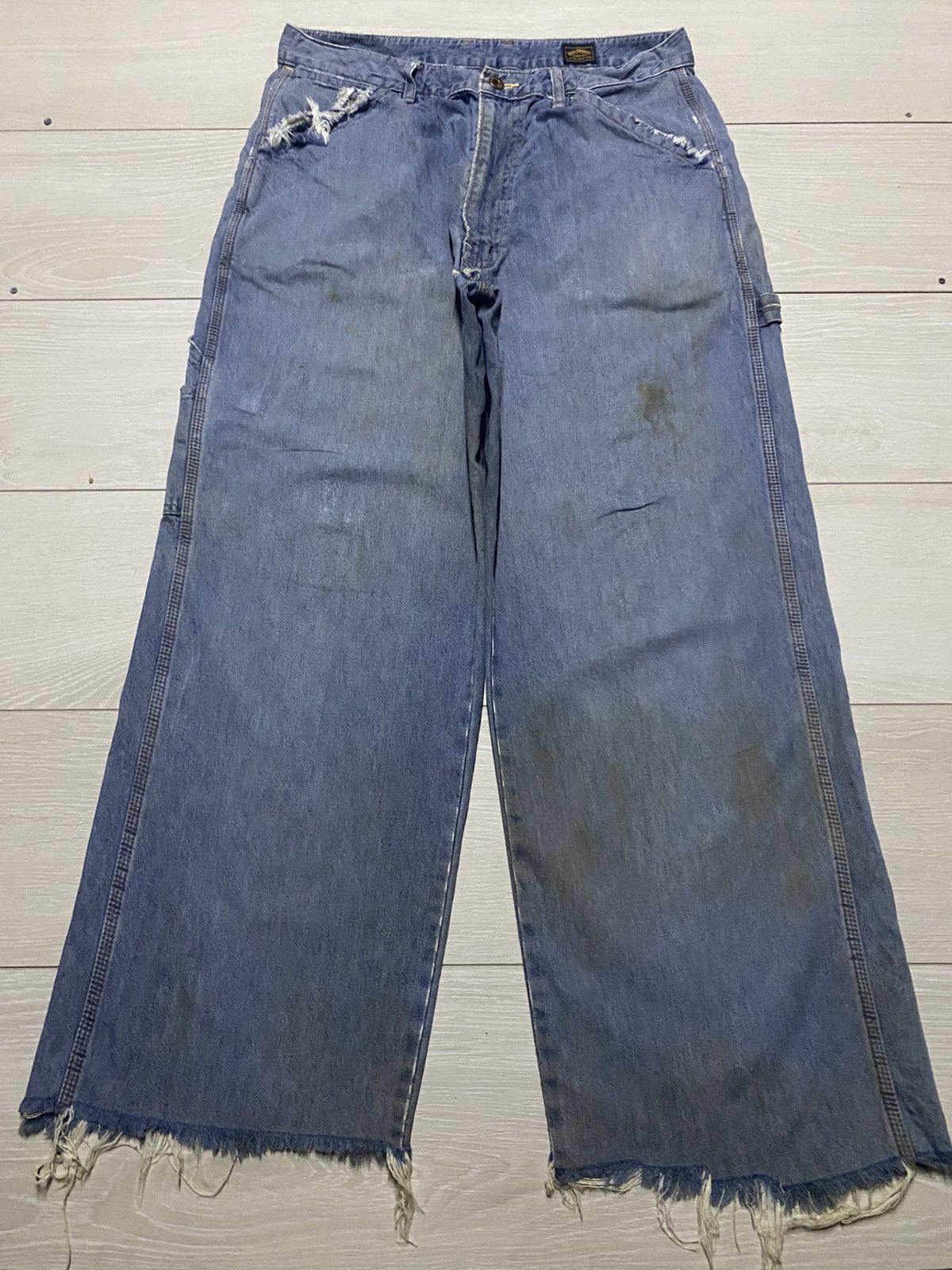 Global Work Vintage Global Worker Carpenter Grunge Frayer Baggy Pants Size US 32 / EU 48 - 1 Thumbnail
