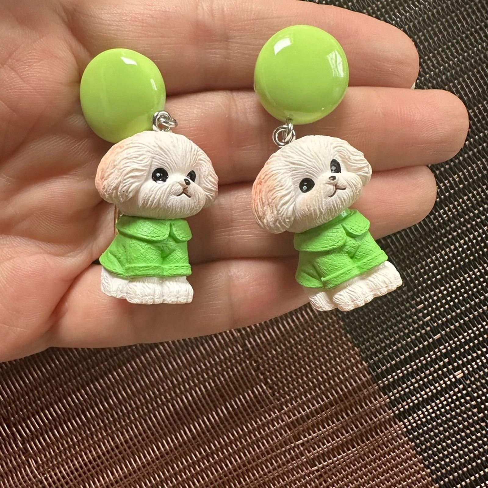 Other Pair of Playful Cute Cartoon Puppy Dog Resin Earrings Size ONE SIZE - 3 Thumbnail