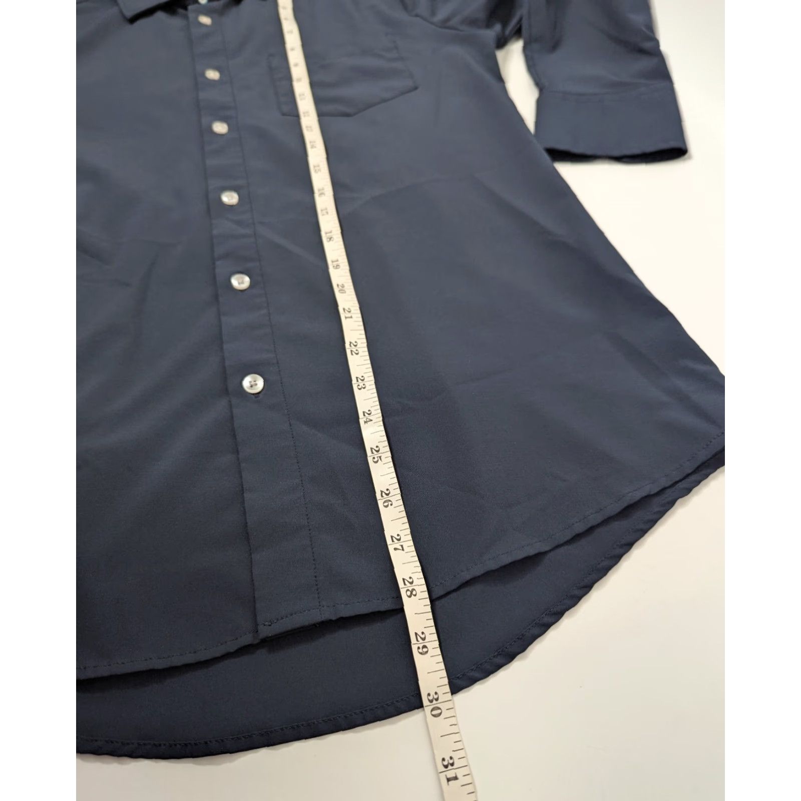 J Brand & Collar Brand Shirt Men’s Small Slim Navy Button-Up Performance Stretch Modern Convenience Size 36R - 5 Thumbnail