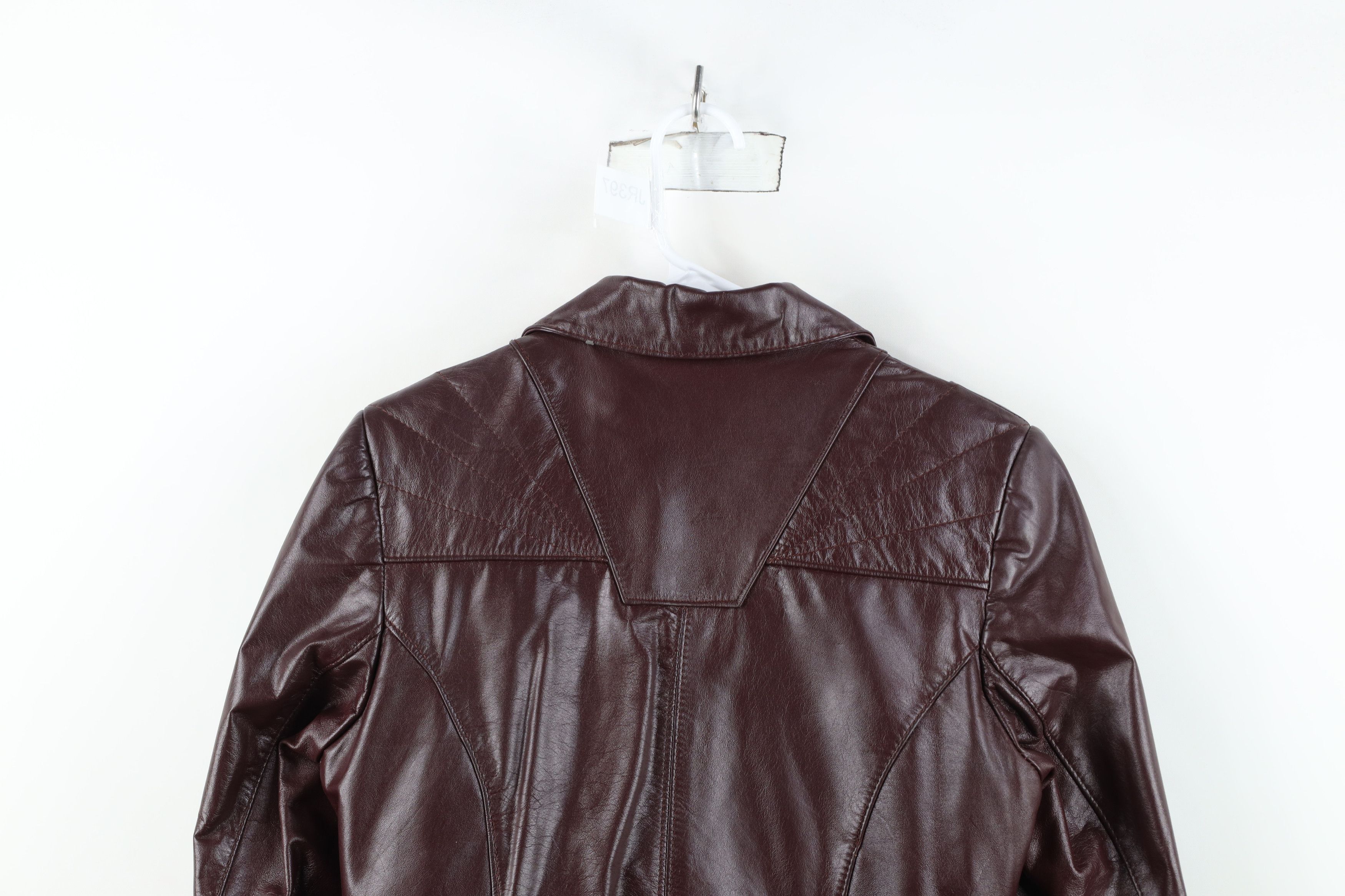 Vintage Vintage 70s Streetwear Buckle Back Leather Jacket Oxblood Size L / US 10 / IT 46 - 15 Thumbnail