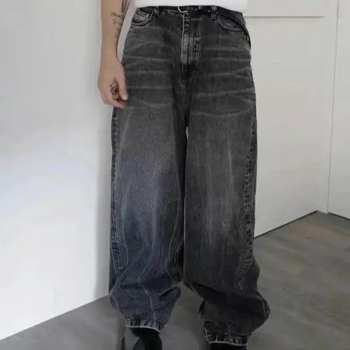 Jean × Vintage Black Washed Damage Baggy jeans y2k 90’s retro style Size US 32 / EU 48 - 1 Thumbnail