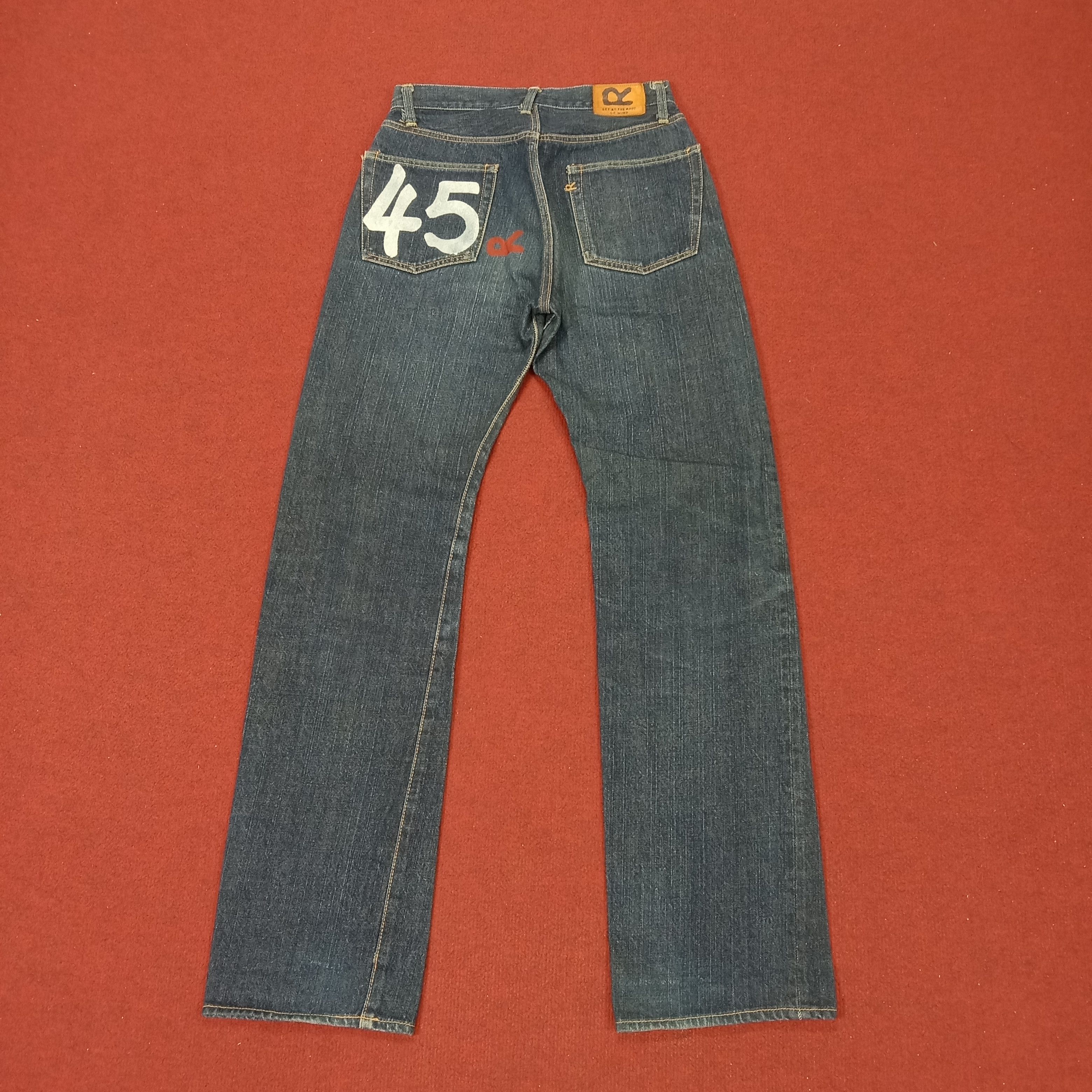 image of 45Rpm Logo Design Streetwear Jeans in Blue Jean, Men's (Size 26)