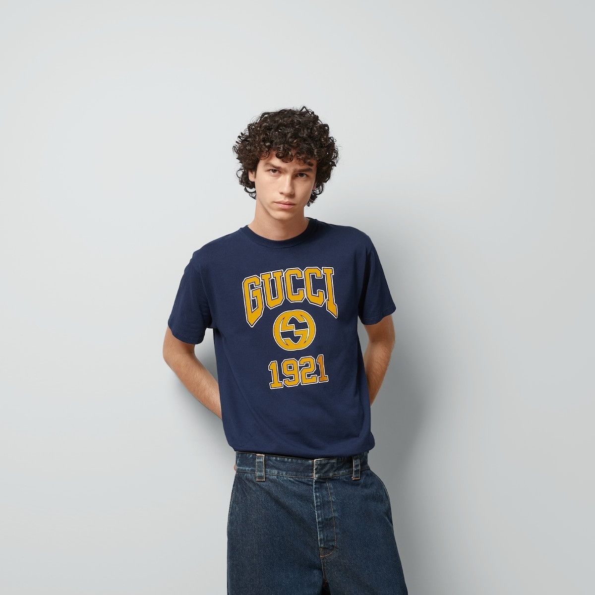Gucci o1s1wg110925 Cotton Jersey Printed T-Shirt in Blue Size US M / EU 48-50 / 2 - 5 Thumbnail