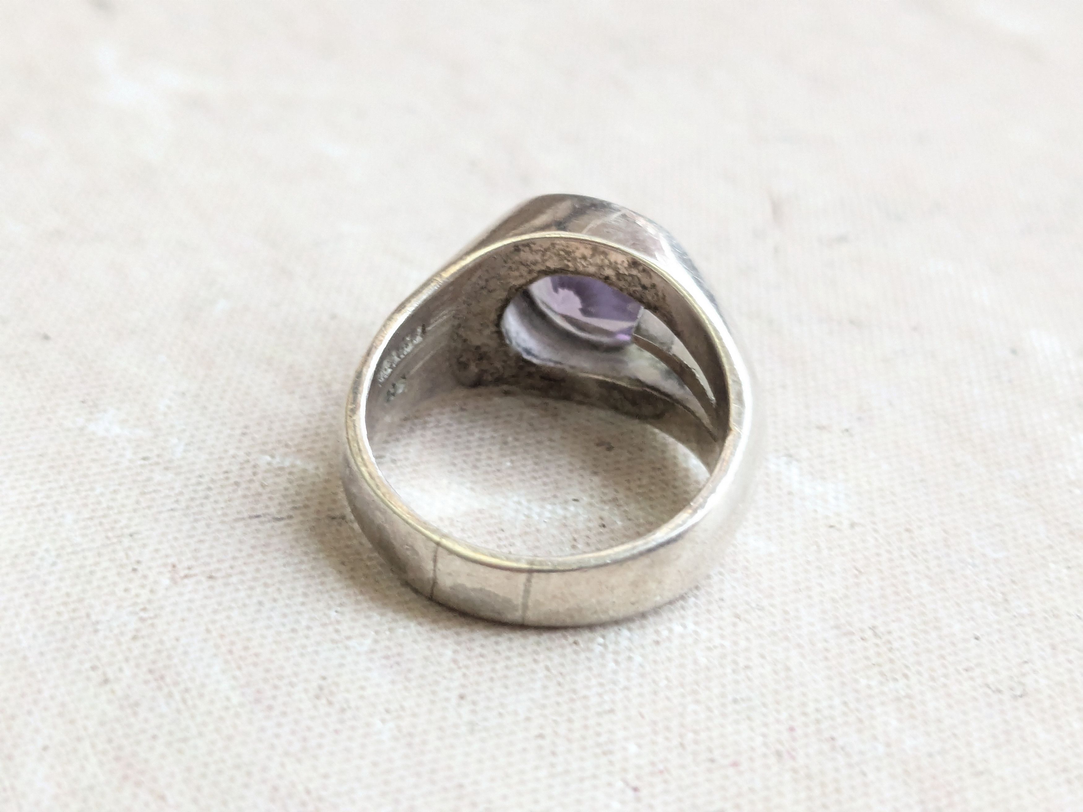 Sterling Silver Vintage Sterling Silver Ring Purple Amethyst 7.75 Art Deco Size ONE SIZE - 7 Thumbnail