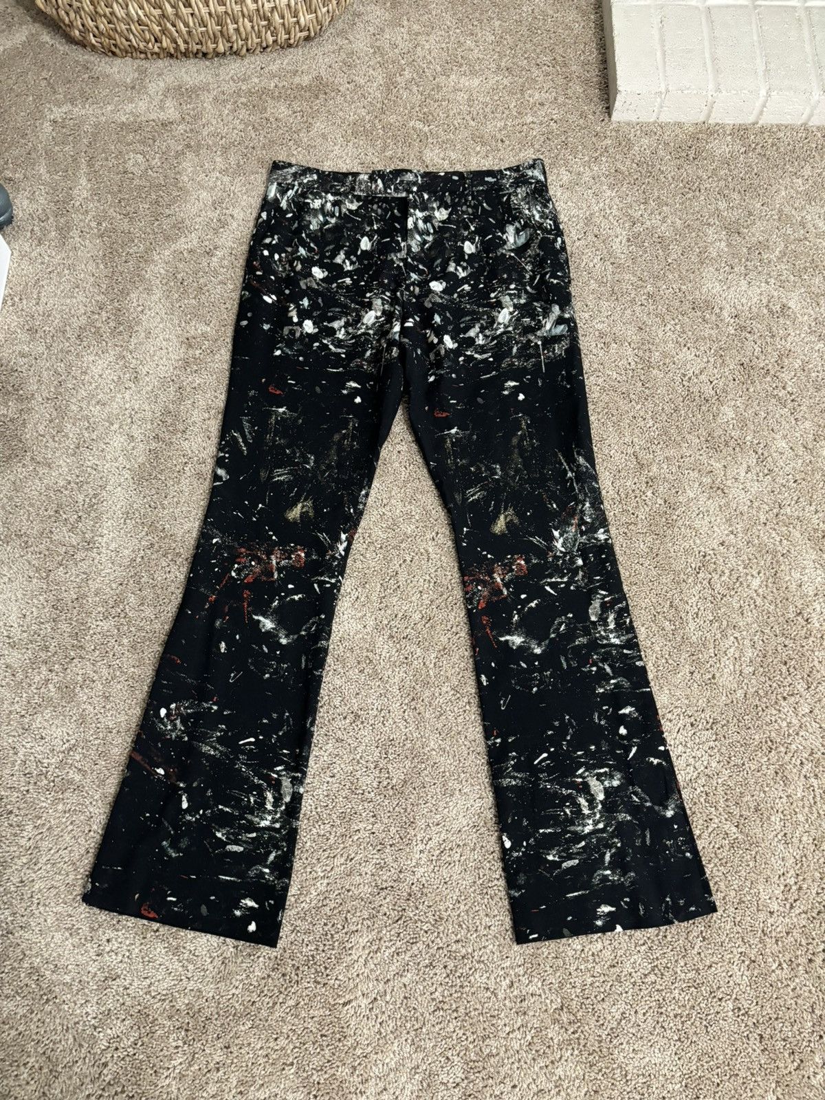 image of Amiri Wool Paint Splatter Trousers in Black, Men's (Size 36)