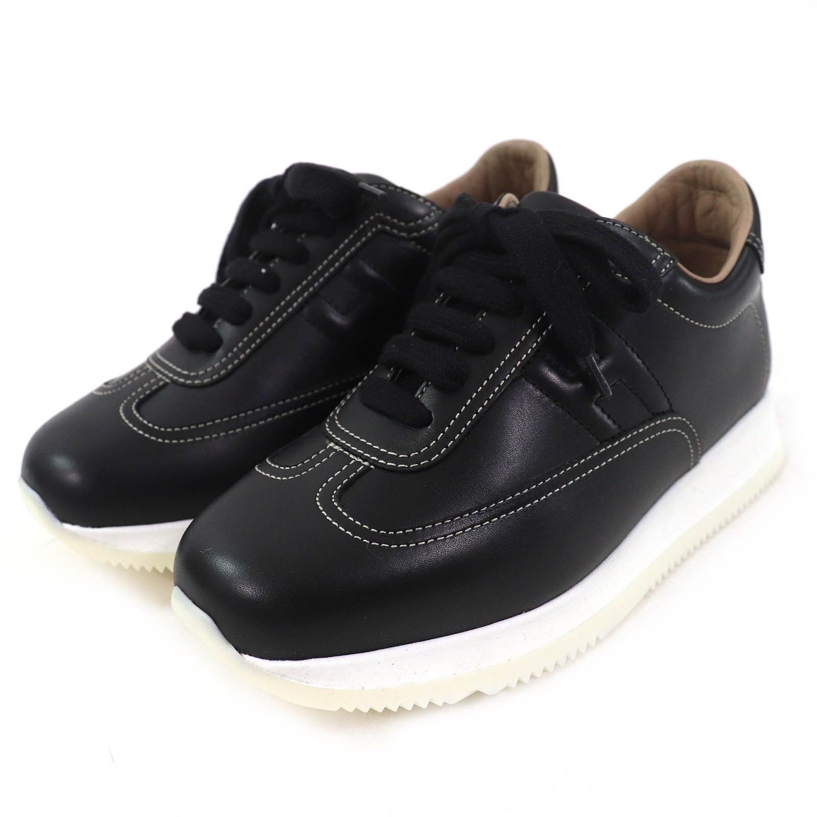 Hermes Hermes Quick H logo stitch Leather Sneakers Leather Shoes