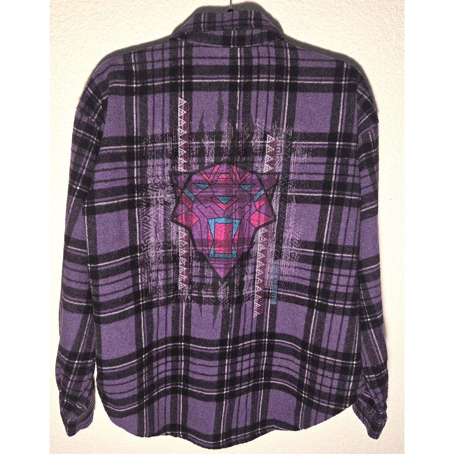 Marvel Comics Purple Plaid Black Panther Wakanda Forever Button Up Shirt Size M / US 6-8 / IT 42-44 - 4 Thumbnail