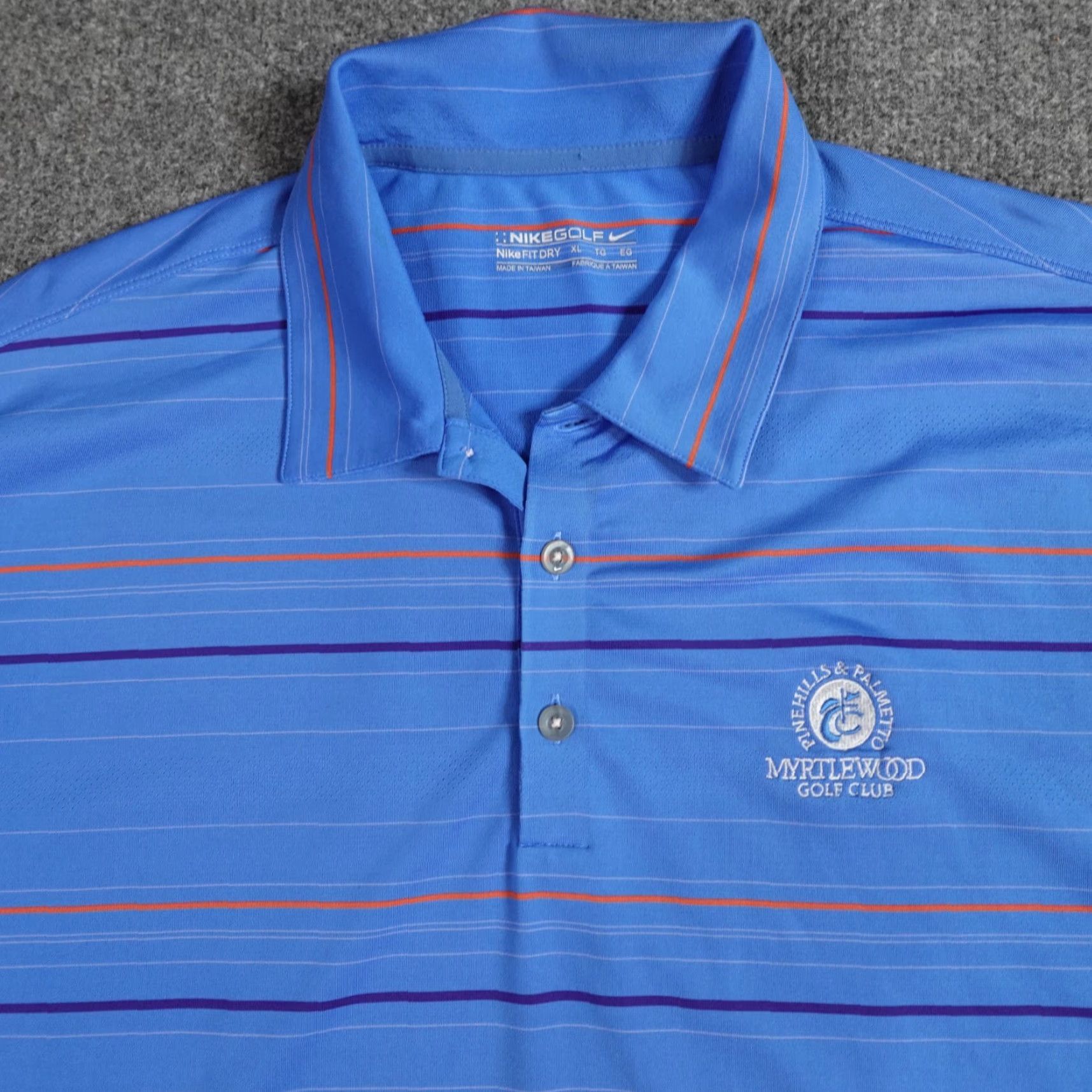 Nike Nike Mens Polo Shirt XL Blue Striped Embroidered Myrtlewood Golf Club Size US XL / EU 56 / 4 - 5 Thumbnail