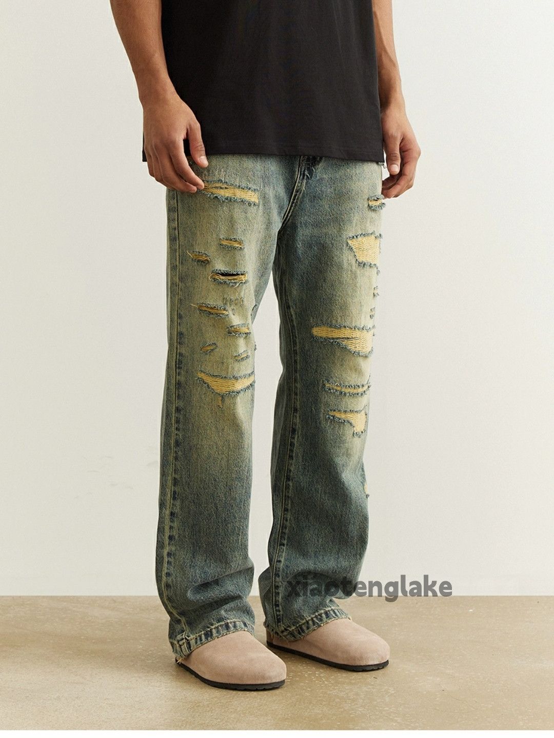 Jean × Vintage washed faded rusty damaged ripped baggy yuppie jeans Size US 32 / EU 48 - 4 Thumbnail