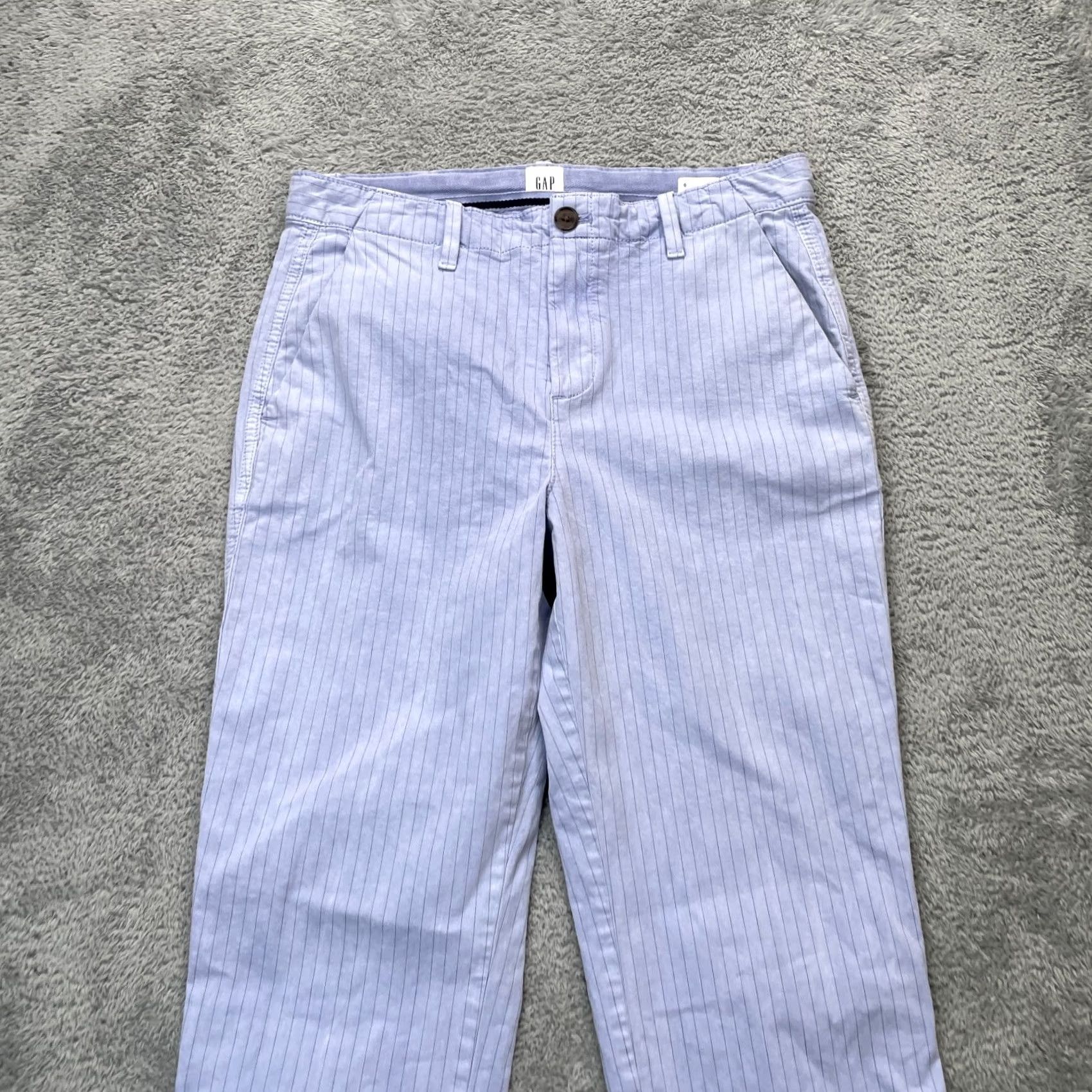 Gap Gap Purple Girlfriend Chino Pants Womens 6 Straight Leg Pinstripes Frayed Hem Casual 6 Regular Pants Womens Gap Size 28" / US 6 / IT 42 - 6 Thumbnail