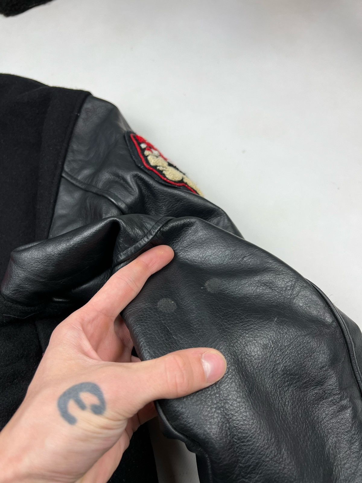Leather Rare Leather Jacket Mecca Indian native Usa Big Logo Varsity Size US XL / EU 56 / 4 - 14 Thumbnail