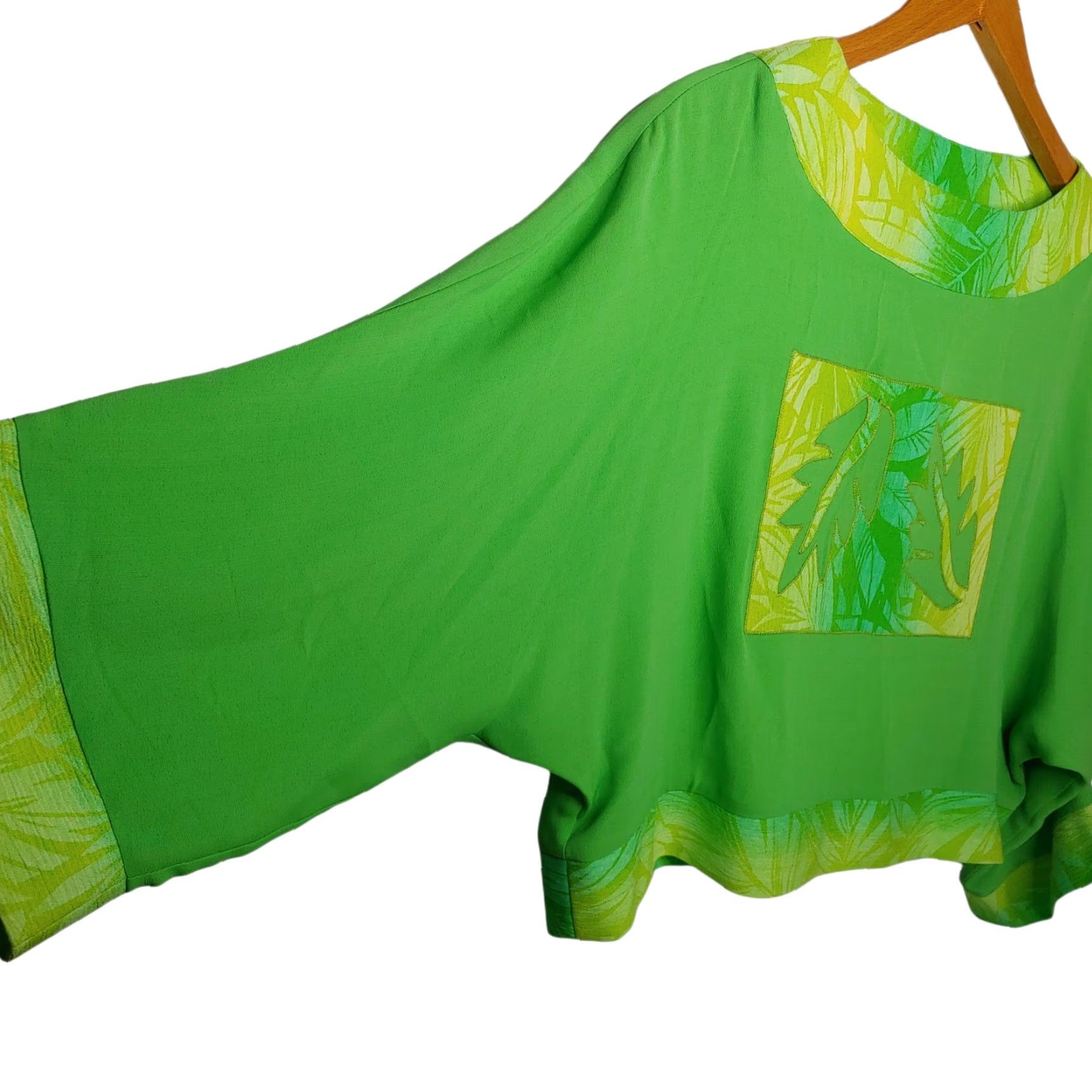 Vintage VINTAGE Helena Designer Sportswear Shirt M Green Leaves Nature Lagenlook Art to Wear Size M / US 6-8 / IT 42-44 - 6 Thumbnail