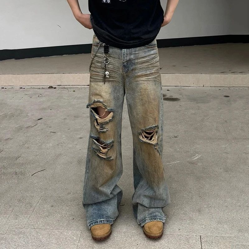 Dirty Rusty Knee Hole Distressed Jeans