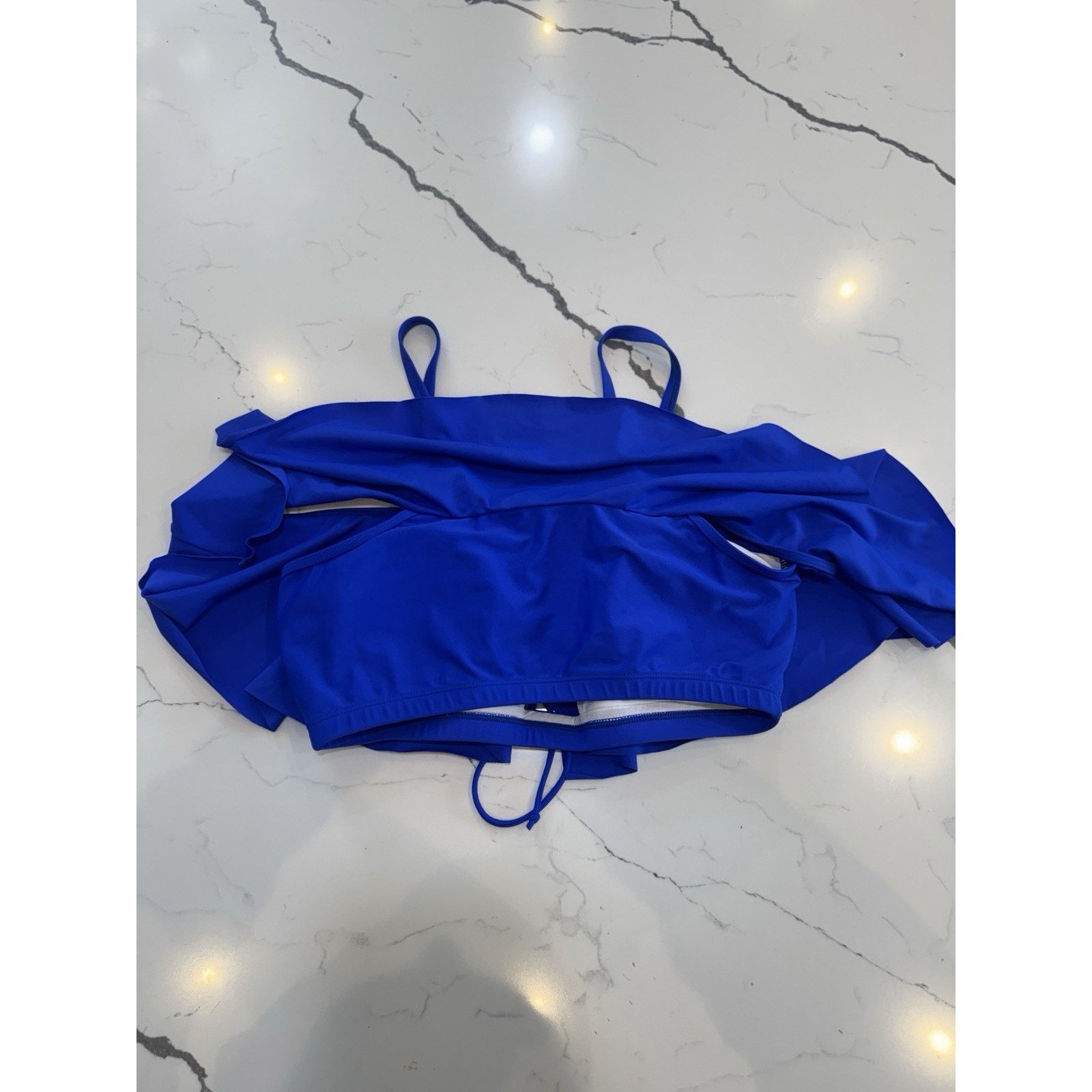 Other Women’s Blue Bikini Set LX High Waist Strappy Bottoms Ruffle Size ONE SIZE - 7 Thumbnail