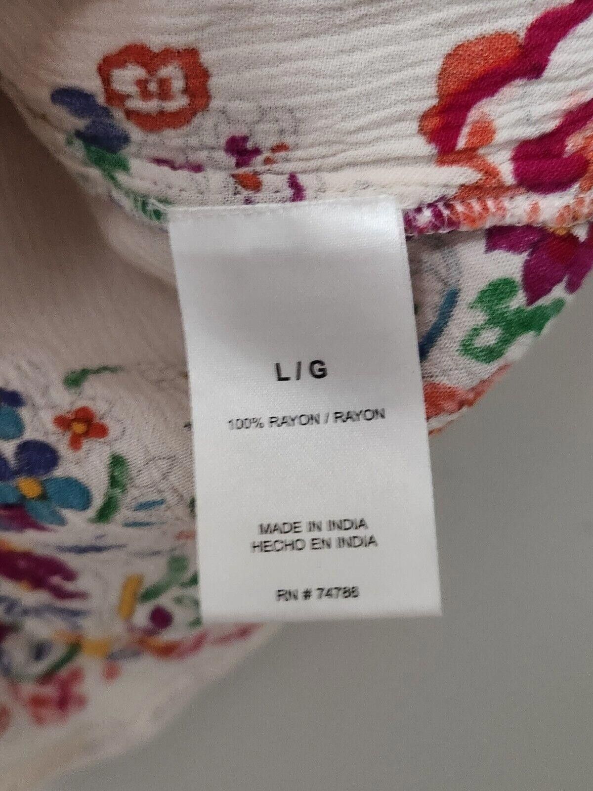 Designer Bila Top Size Large V Neck Boho Hippie Floral Short Sleeve Size L / US 10 / IT 46 - 4 Thumbnail