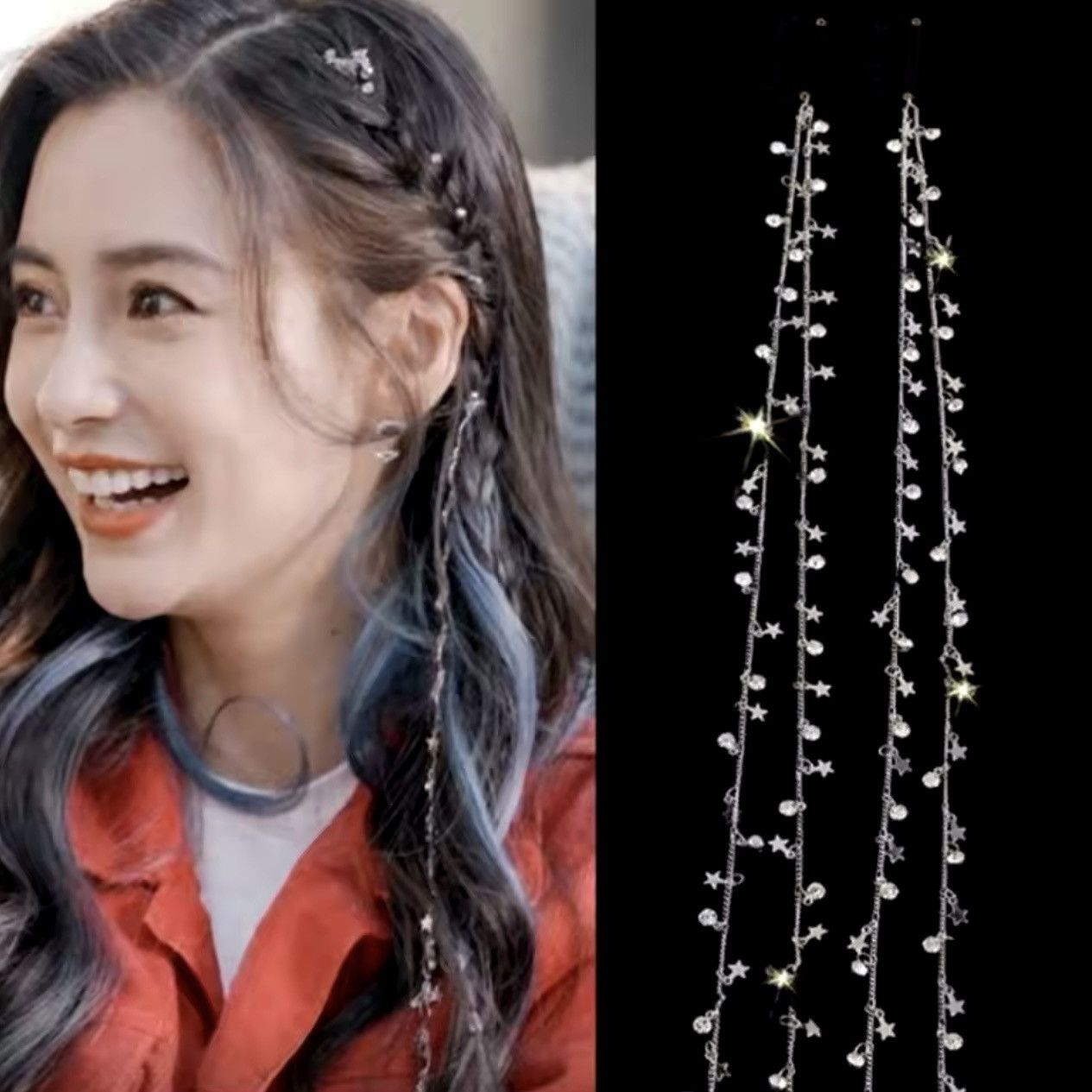 Guess 1pc Guess crystal diamonds stars sliver double tassel Hair Size ONE SIZE - 9 Thumbnail