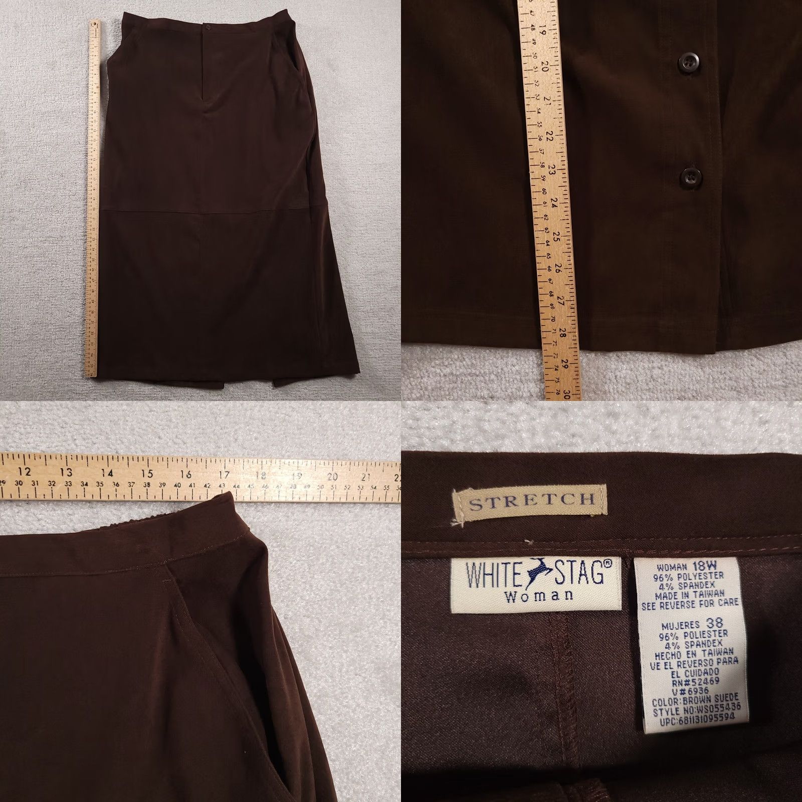 Vintage VINTAGE White Stag 2 Piece Set Button Up Shirt Skirt Brown L/S Suede Women 18W 90s Business Formal Travel - Womens Size M / US 6-8 / IT 42-44 - 8 Thumbnail