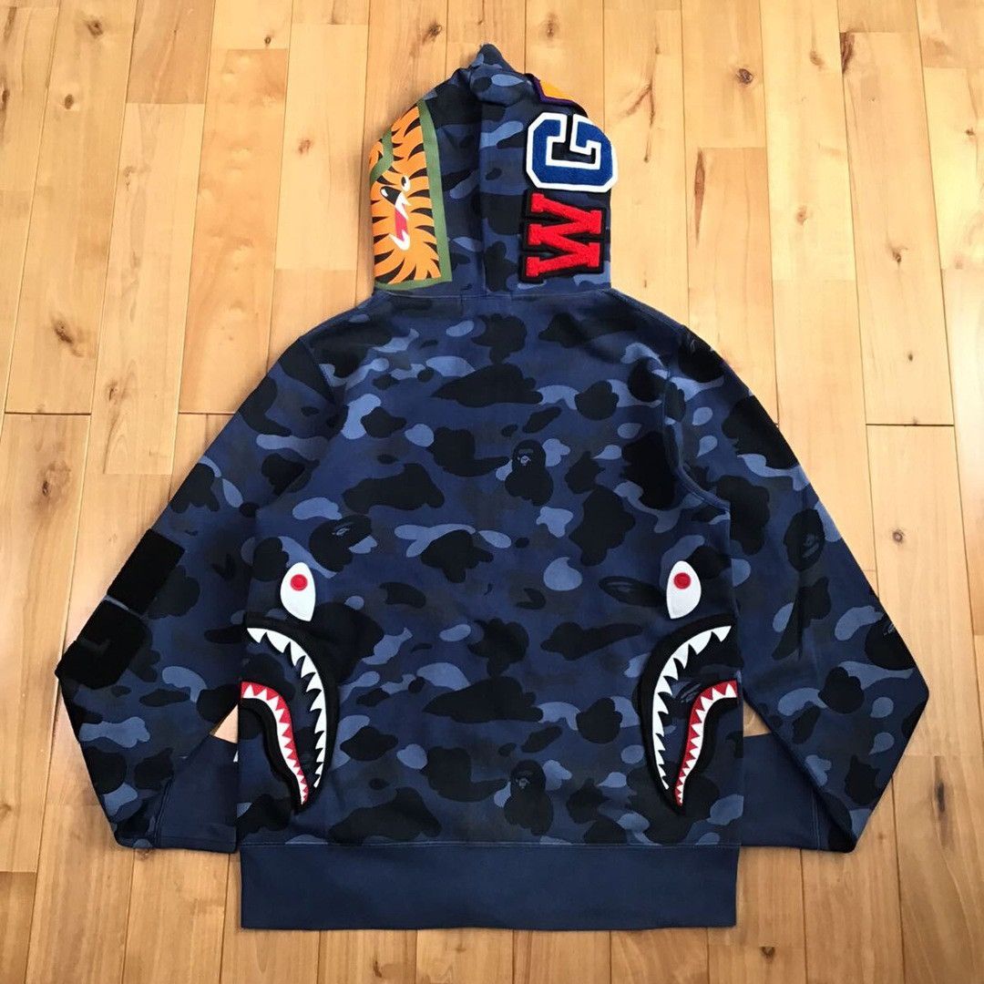 Bape BAPE DETACHABLE Shark Full Zip Hoodie Blue camo Size US M / EU 48-50 / 2 - 3 Thumbnail