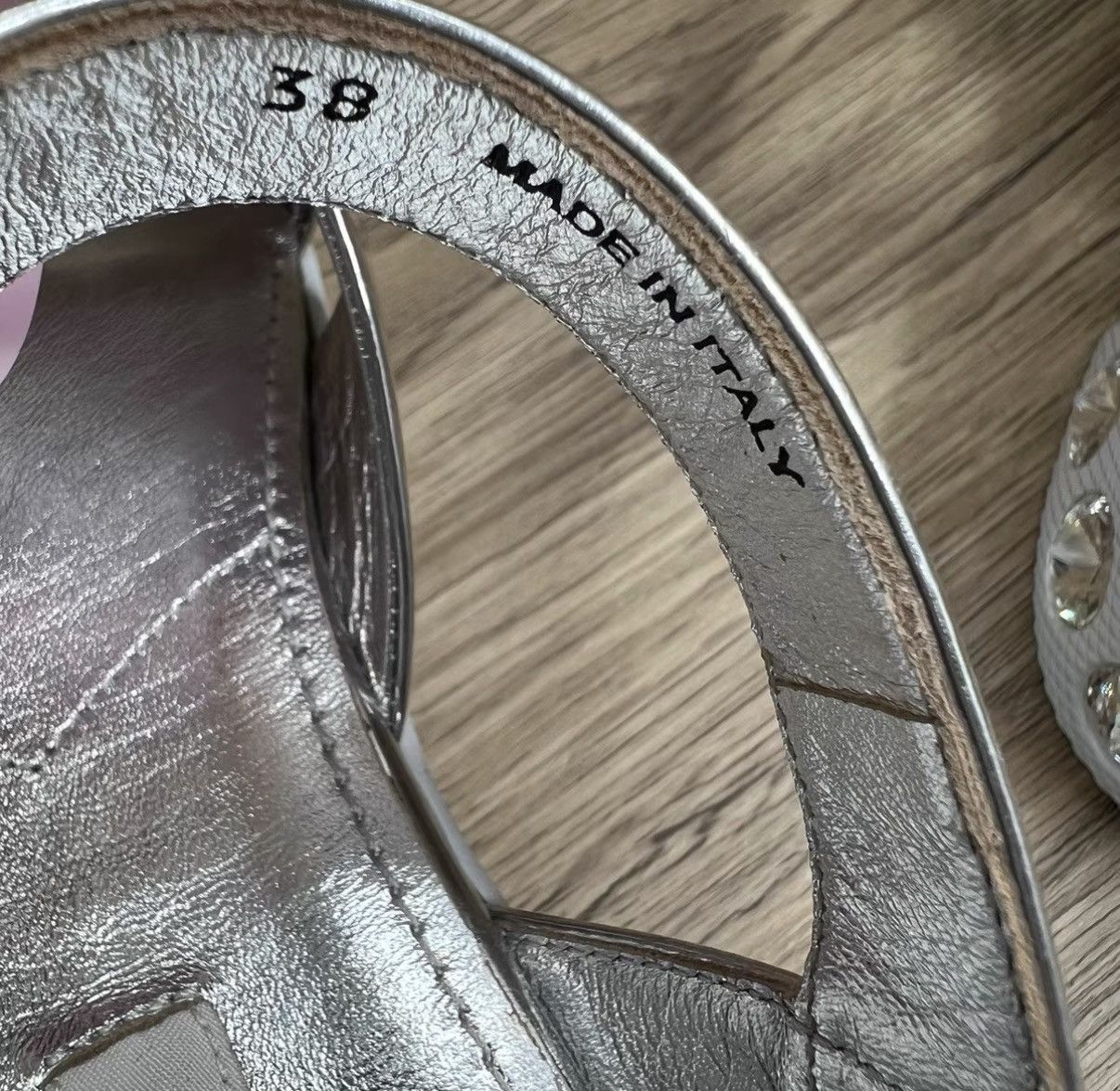 Miu Miu Miu Miu Silver Rhinestone Strappy Platform Sandals J41 Size US 8 / IT 38 - 6 Thumbnail