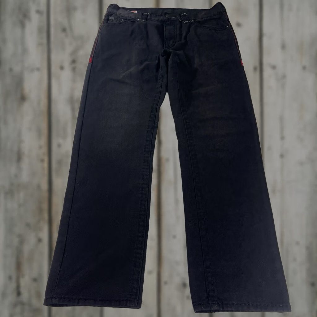 True Religion True Religion Jeans Ricky World Tour 36 Black Distressed Flap Pockets USA Mens 34x31 Straight Regular Denim Pants Size US 36 / EU 52 - 1 Thumbnail