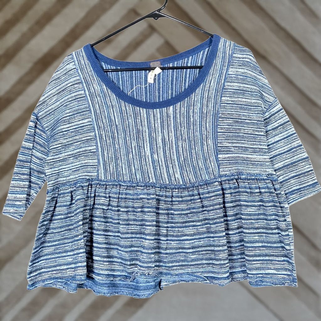 Vintage We the Free Womens Sweater Blue Striped Pullover Crew Neck Oversized Boxy S Size S / US 4 / IT 40 - 1 Thumbnail